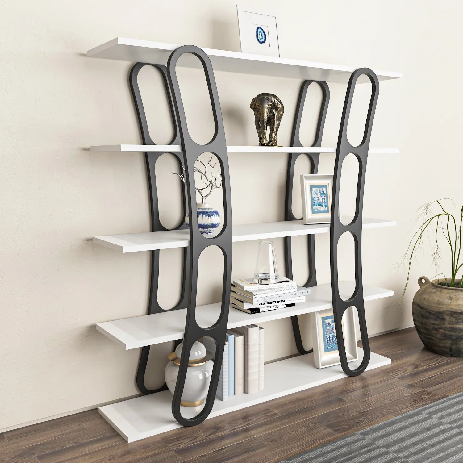 Adar 47" Tall Bookcase | Bookshelf | Display Unit