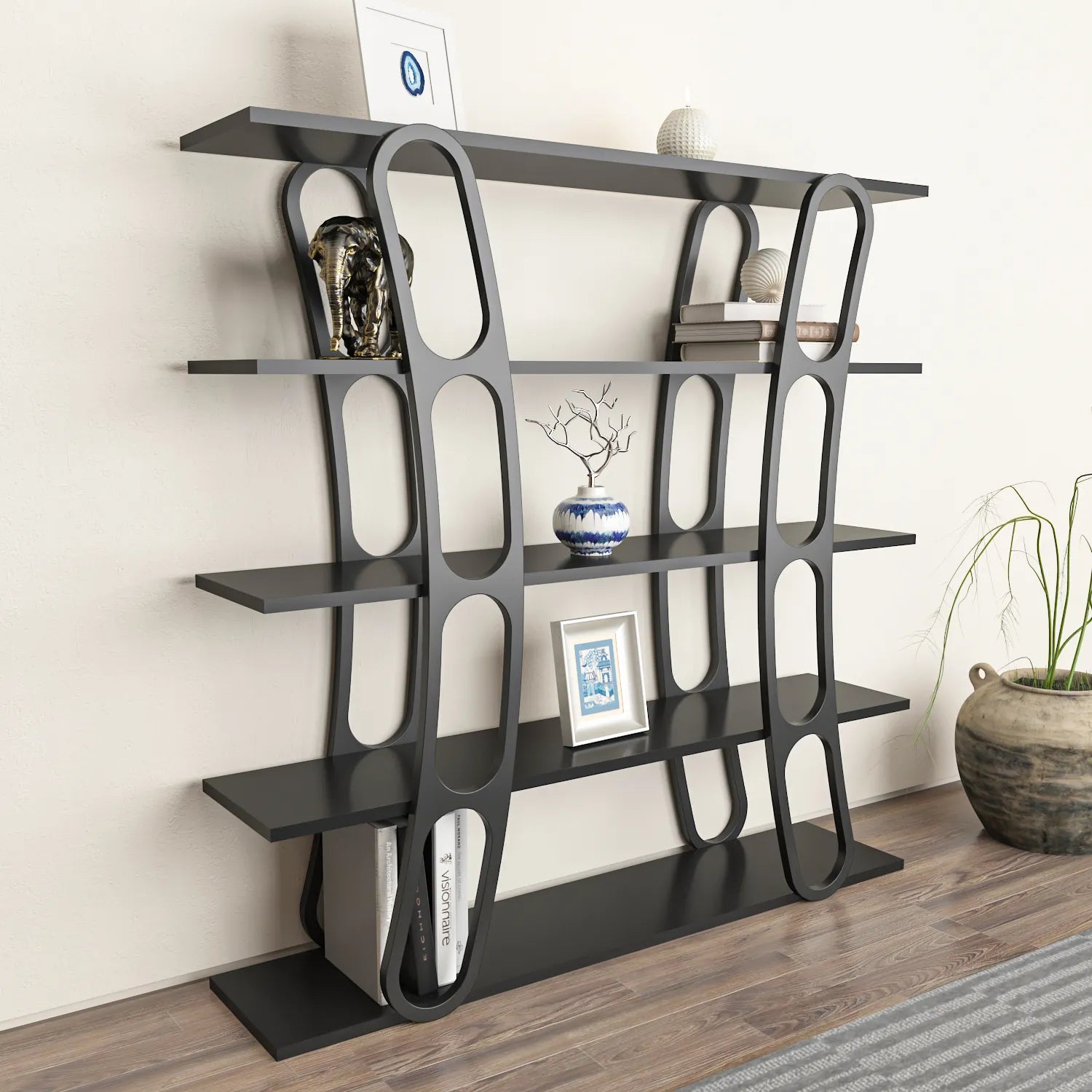 Adar 47" Tall Bookcase | Bookshelf | Display Unit