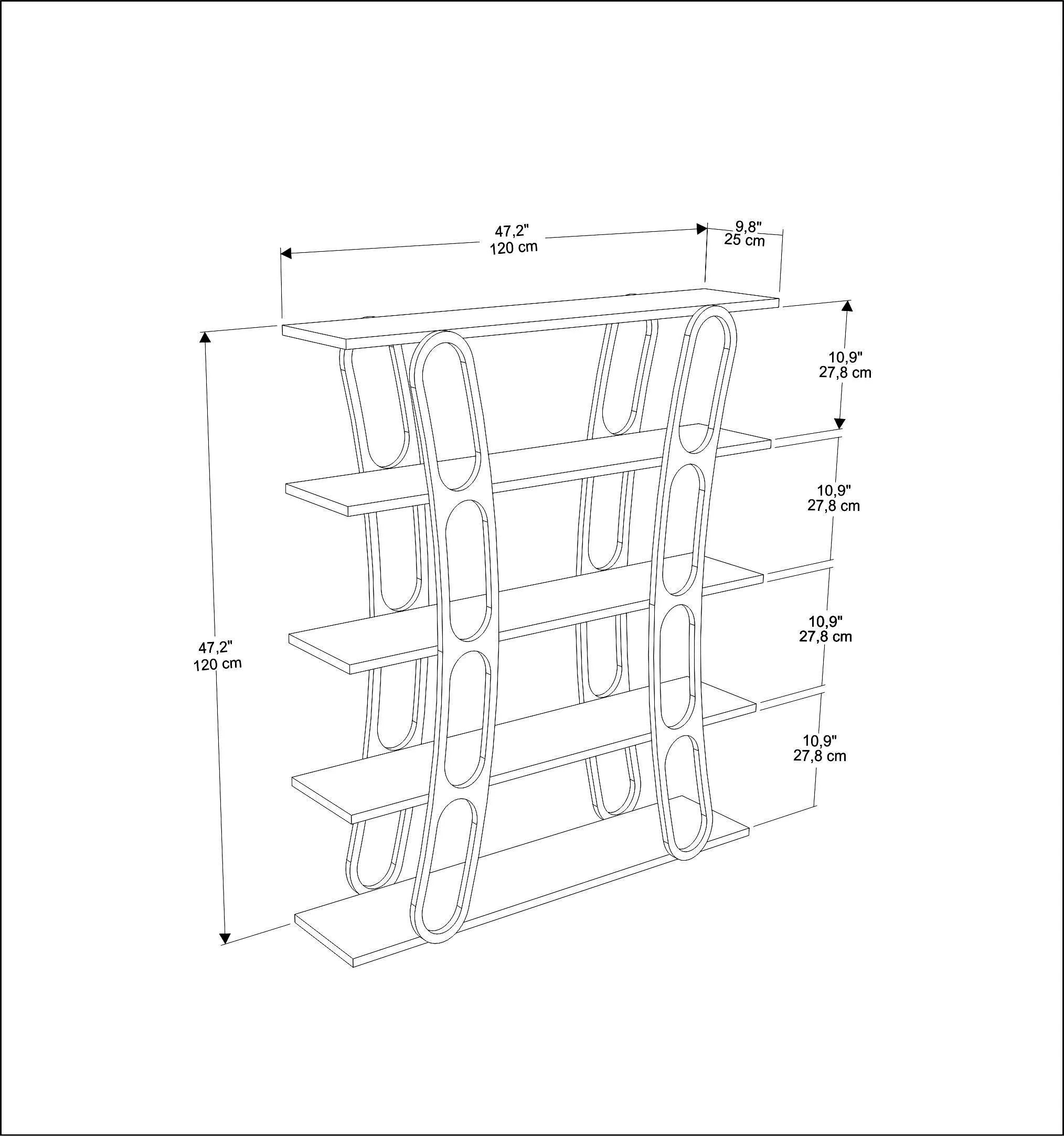 Adar 47" Tall Bookcase | Bookshelf | Display Unit