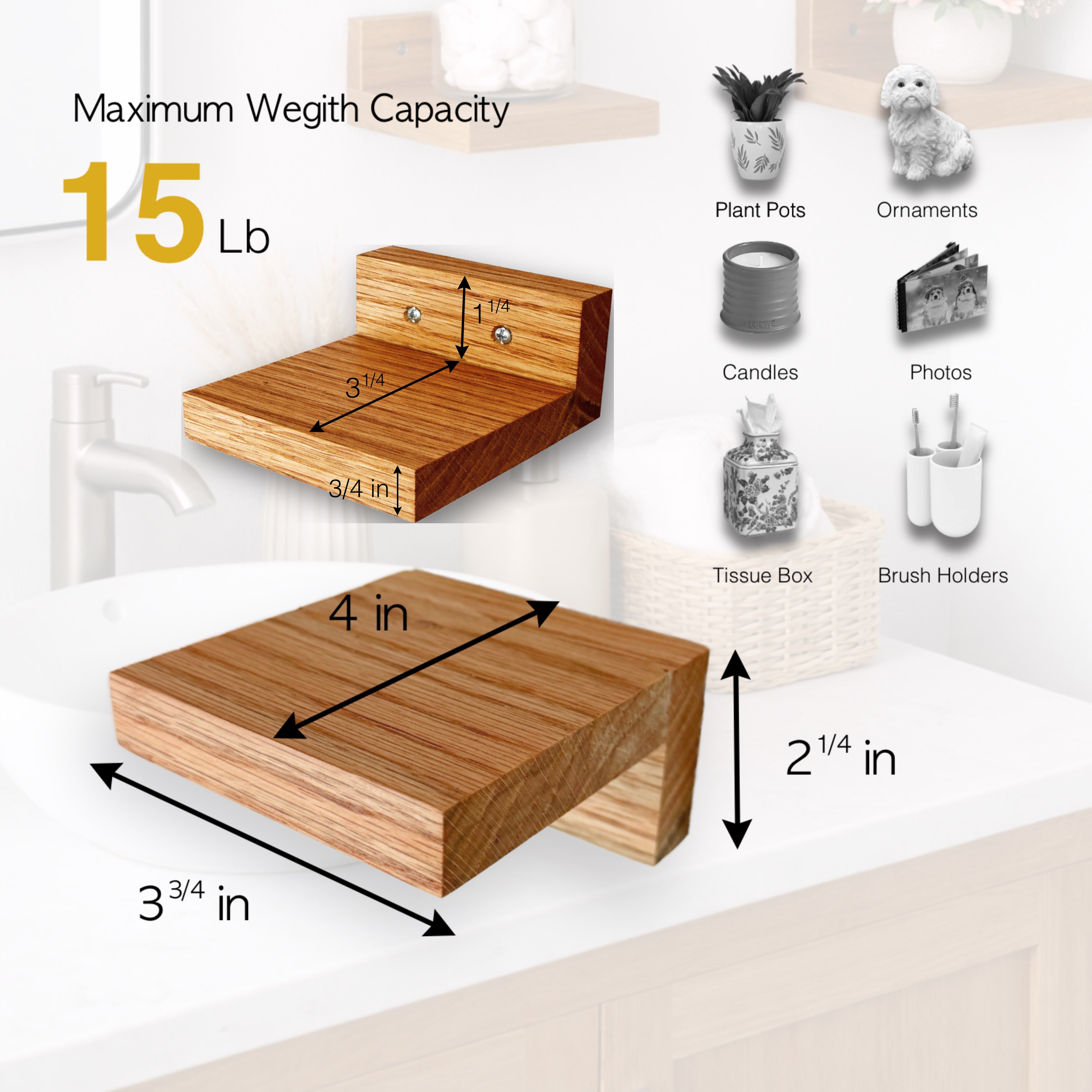 Tumas Floating Mini  Wall Shelf  Set of 4