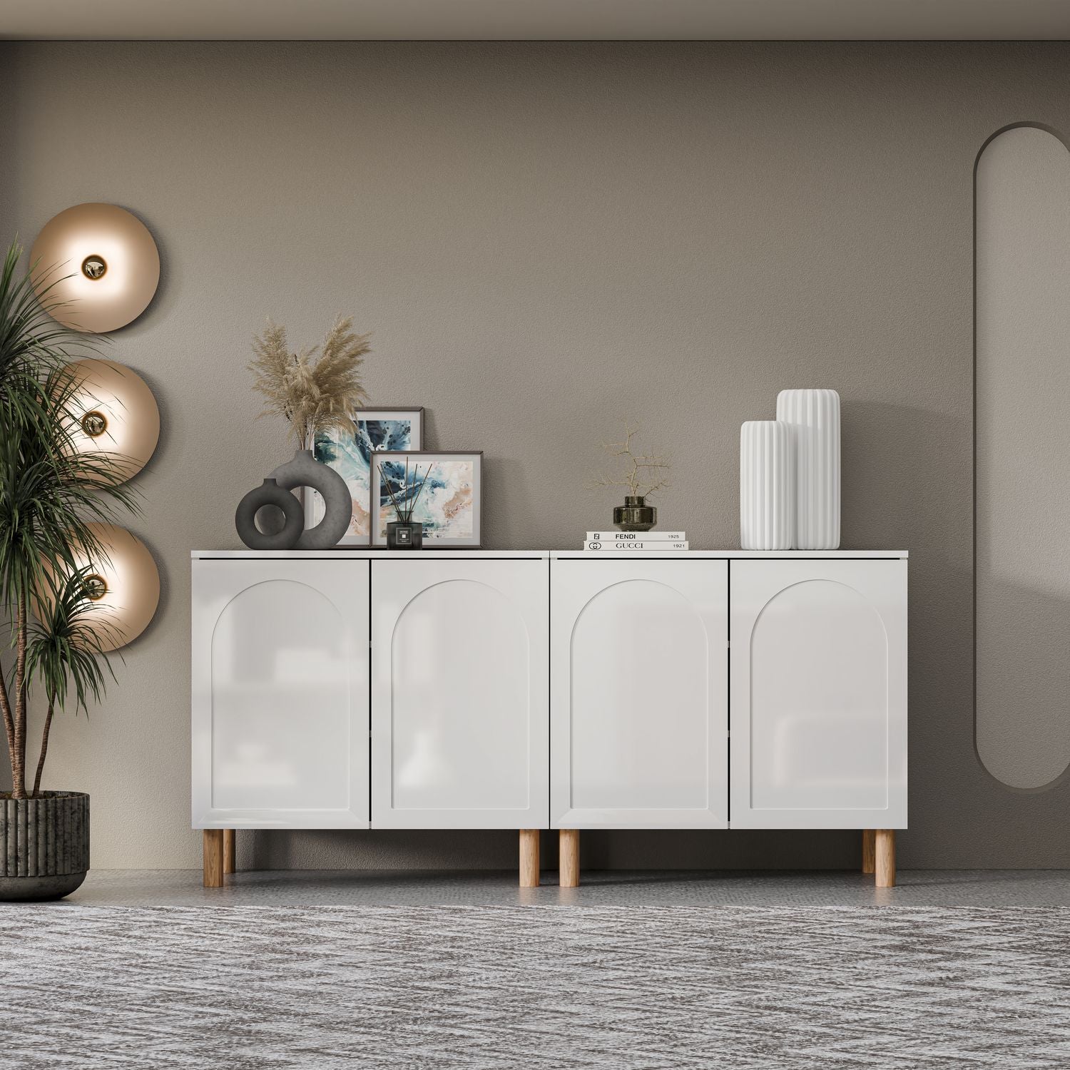 Bohem Modern Sideboard Cabinet with Solid Wood Legs