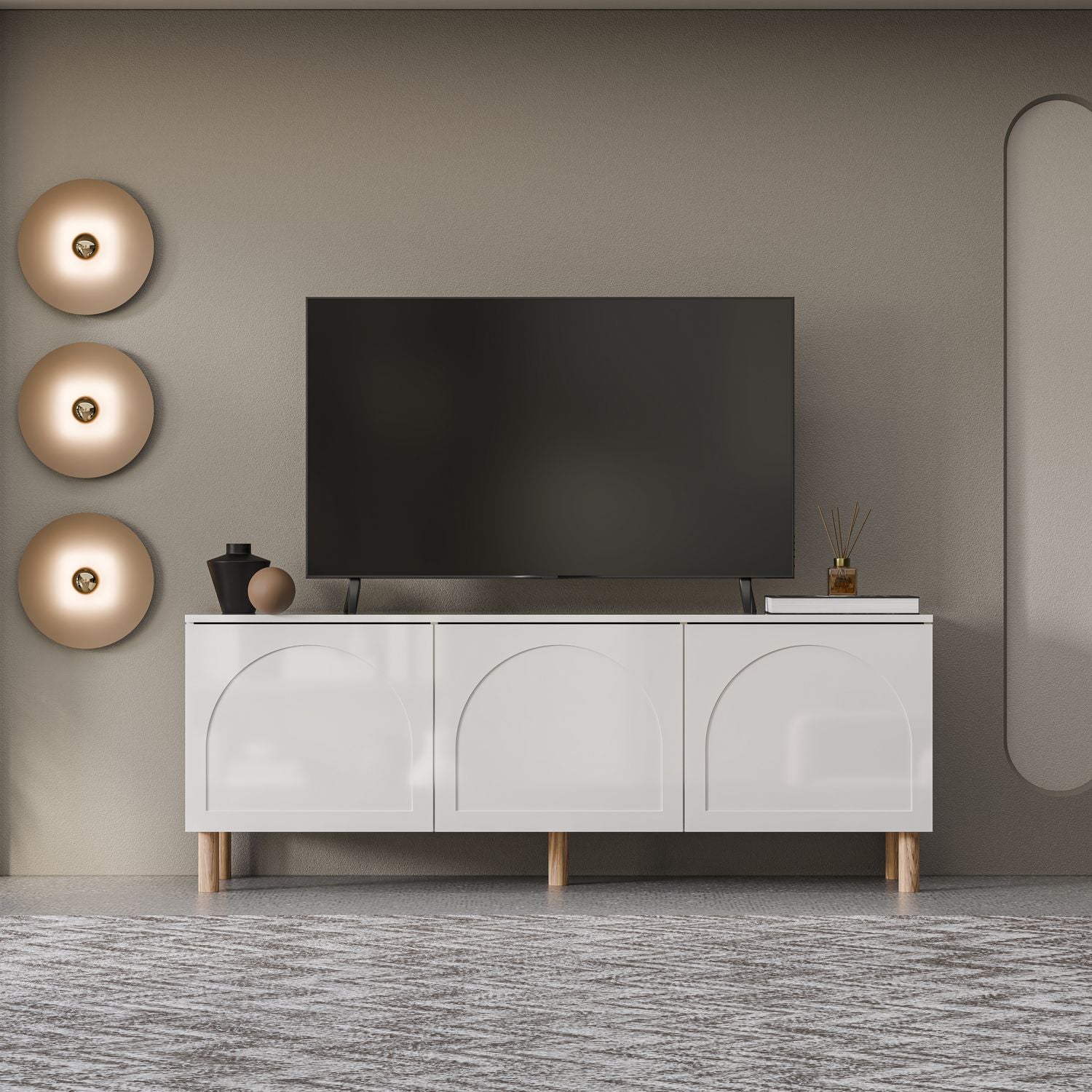 未使用未開封　テレビボード　ERNEST TV CONSOLE Kova Metal and Rattan TV Stand Console | Nathan James