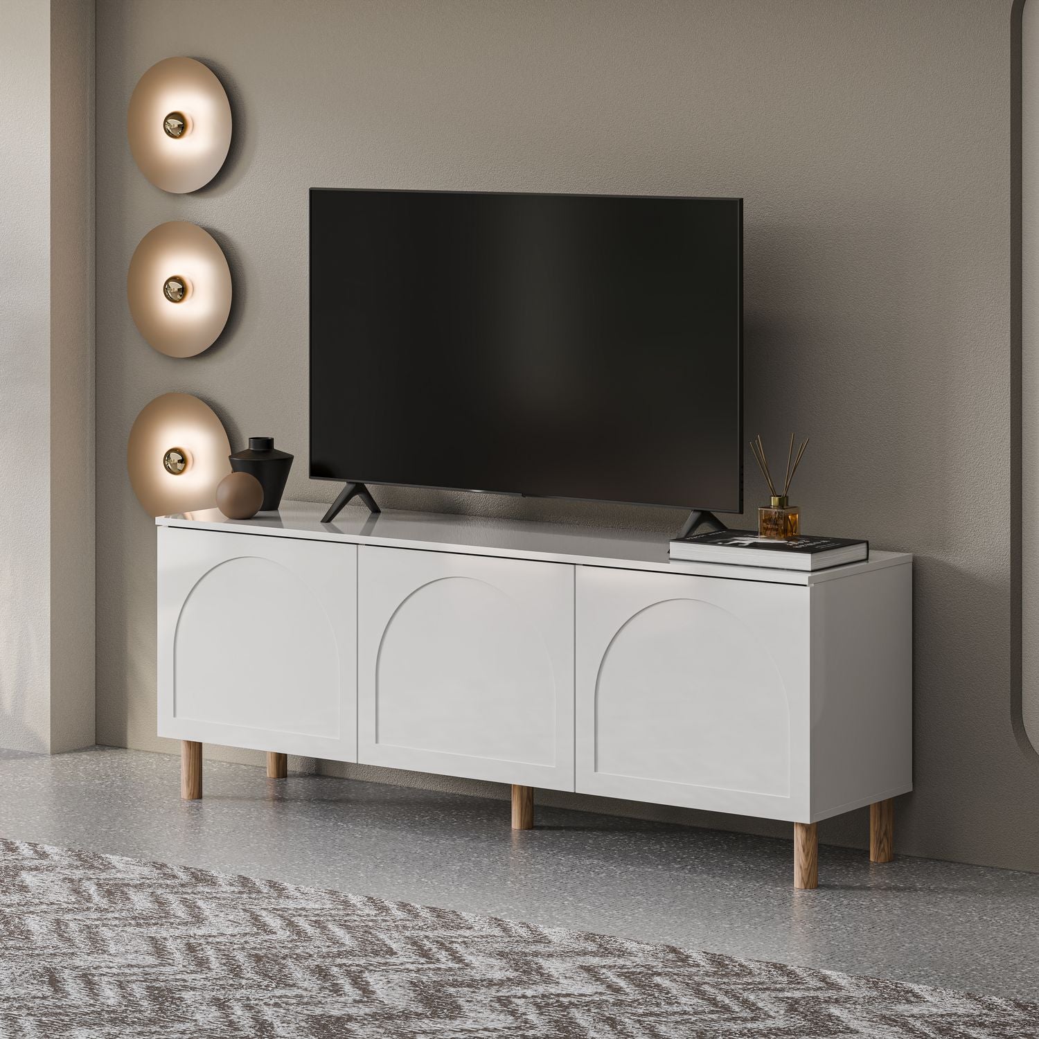 未使用未開封　テレビボード　ERNEST TV CONSOLE Bohem 71'' Mid-Century Modern TV Stand Console with Solid Wood