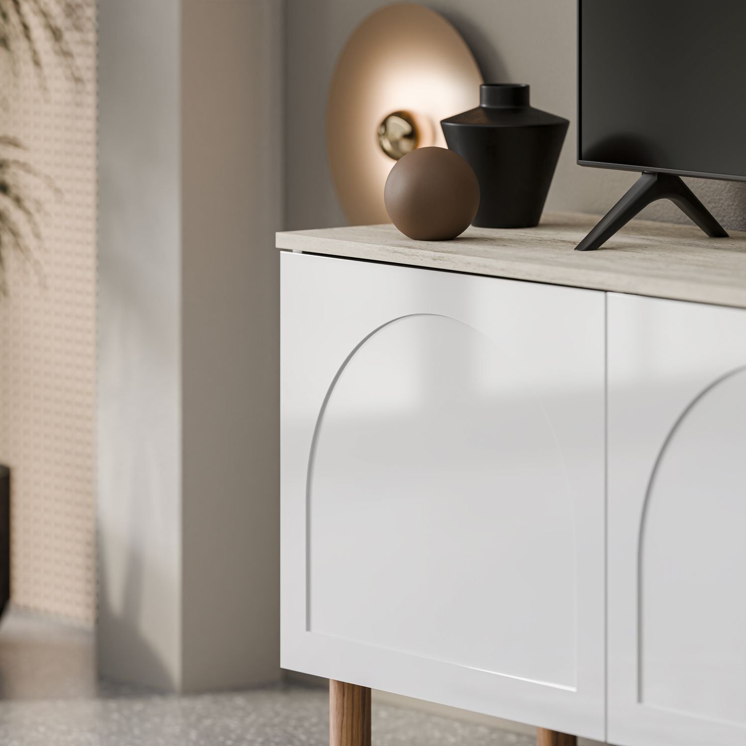 Bohem 71'' Mid-Century Modern TV Stand Console with Solid Wood Legs for up to 80" TVs