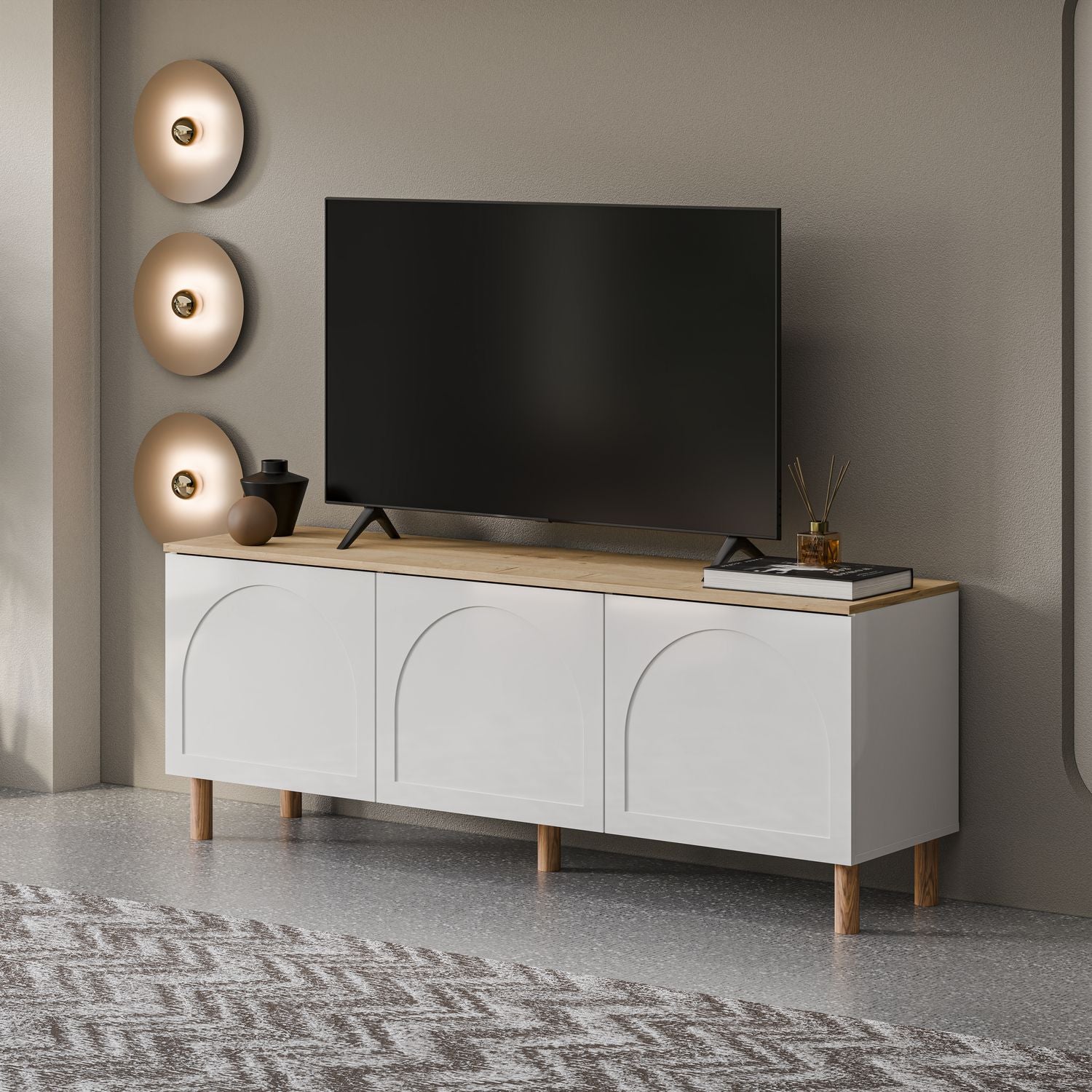 Bohem 71'' Mid-Century Modern TV Stand Console with Solid Wood Legs for up to 80" TVs