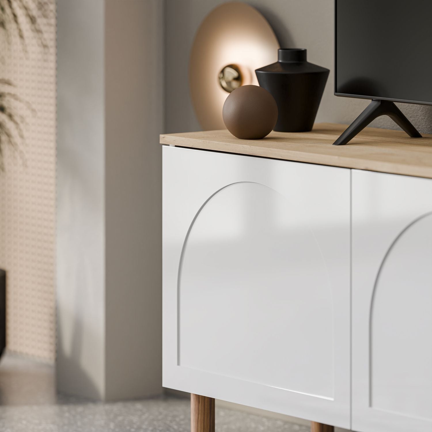 Bohem 71'' Mid-Century Modern TV Stand Console with Solid Wood Legs for up to 80" TVs