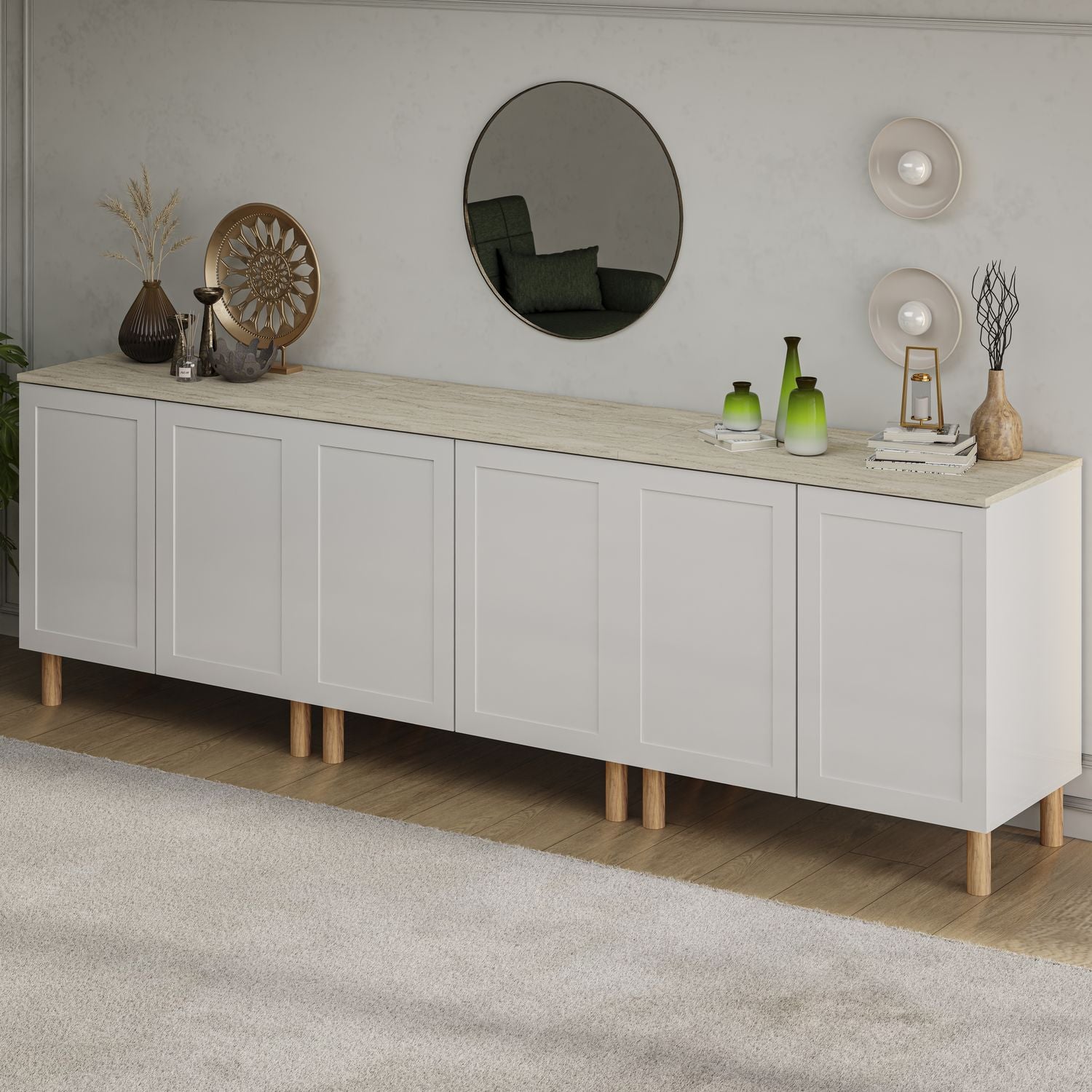 Boli 71'' Mid-Century Modern Sideboard/Buffet/Credenza with Solid Wood Legs