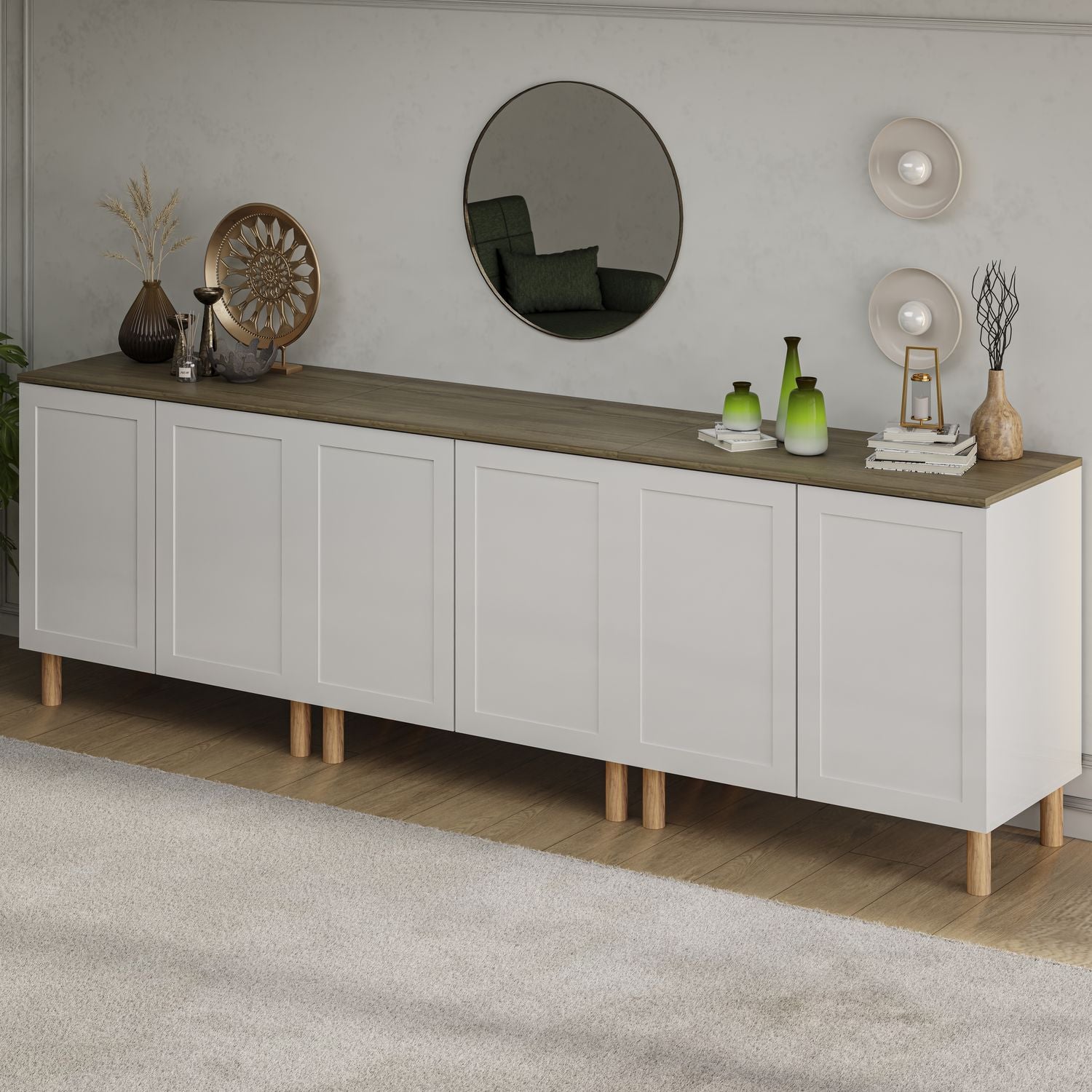 Boli 71'' Mid-Century Modern Sideboard/Buffet/Credenza with Solid Wood Legs