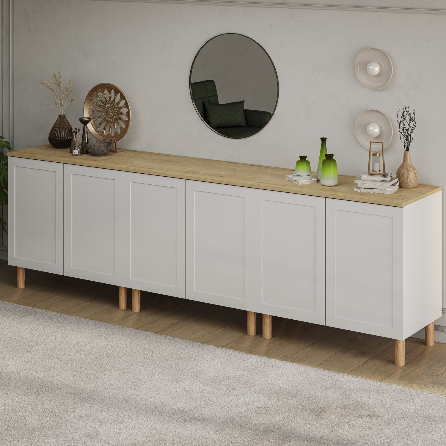 Boli 71'' Mid-Century Modern Sideboard/Buffet/Credenza with Solid Wood Legs