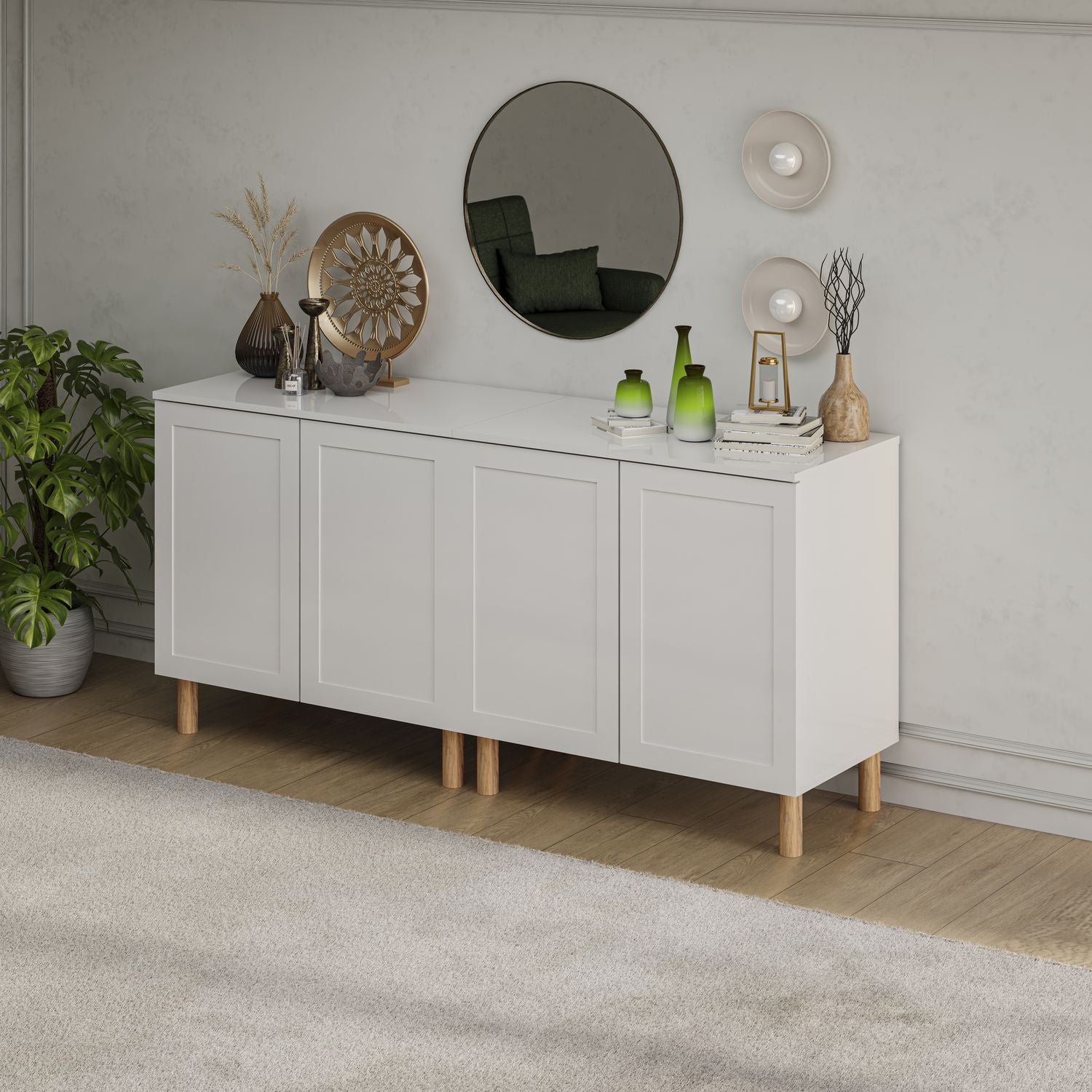 Boli 71'' Mid-Century Modern Sideboard/Buffet/Credenza with Solid Wood Legs