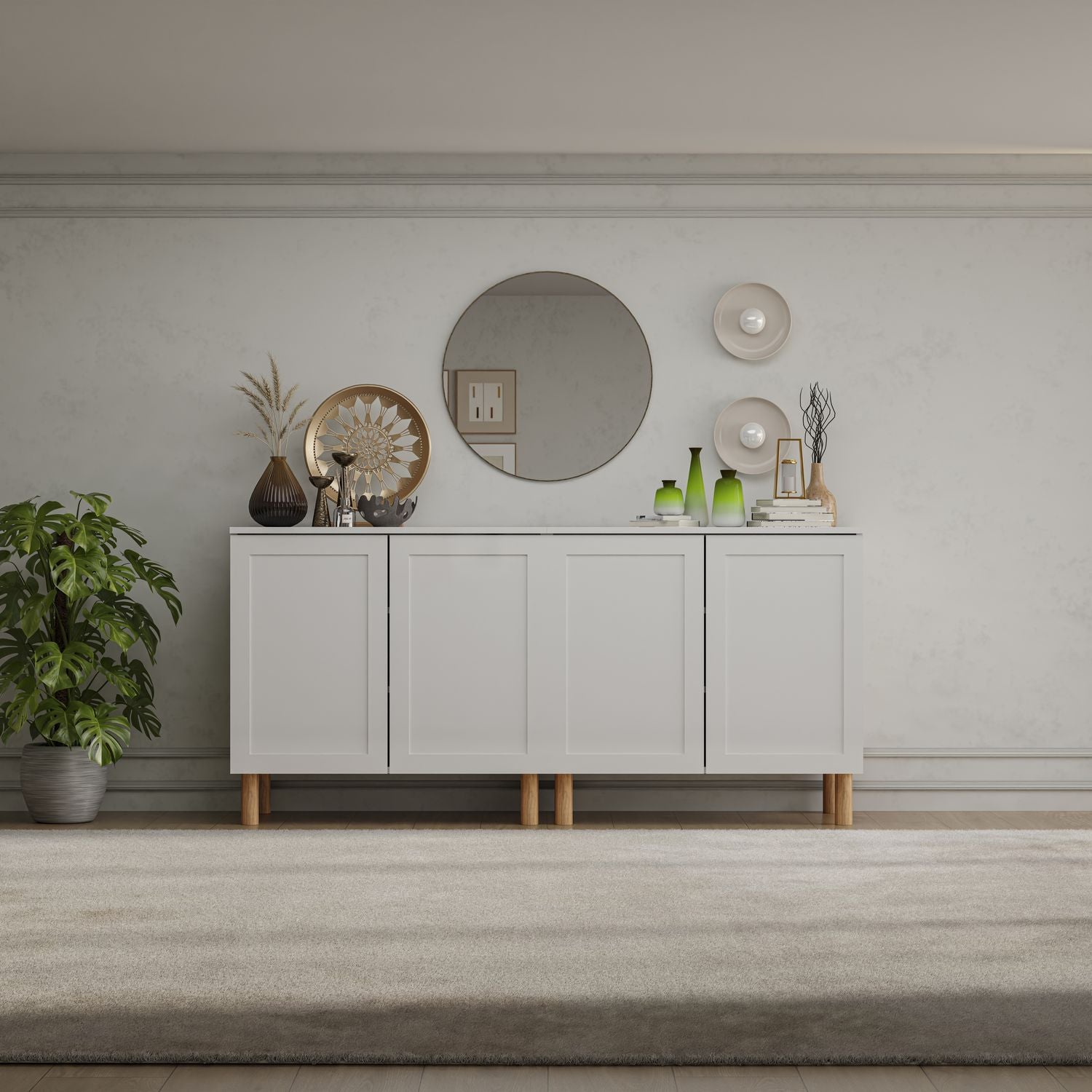 Boli 71'' Mid-Century Modern Sideboard/Buffet/Credenza with Solid Wood Legs