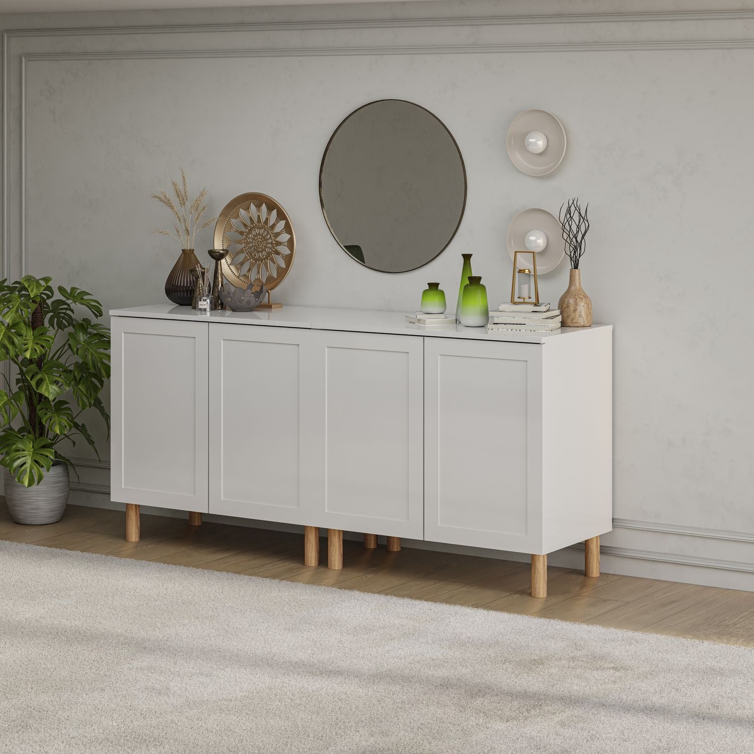 Boli 71'' Mid-Century Modern Sideboard/Buffet/Credenza with Solid Wood Legs