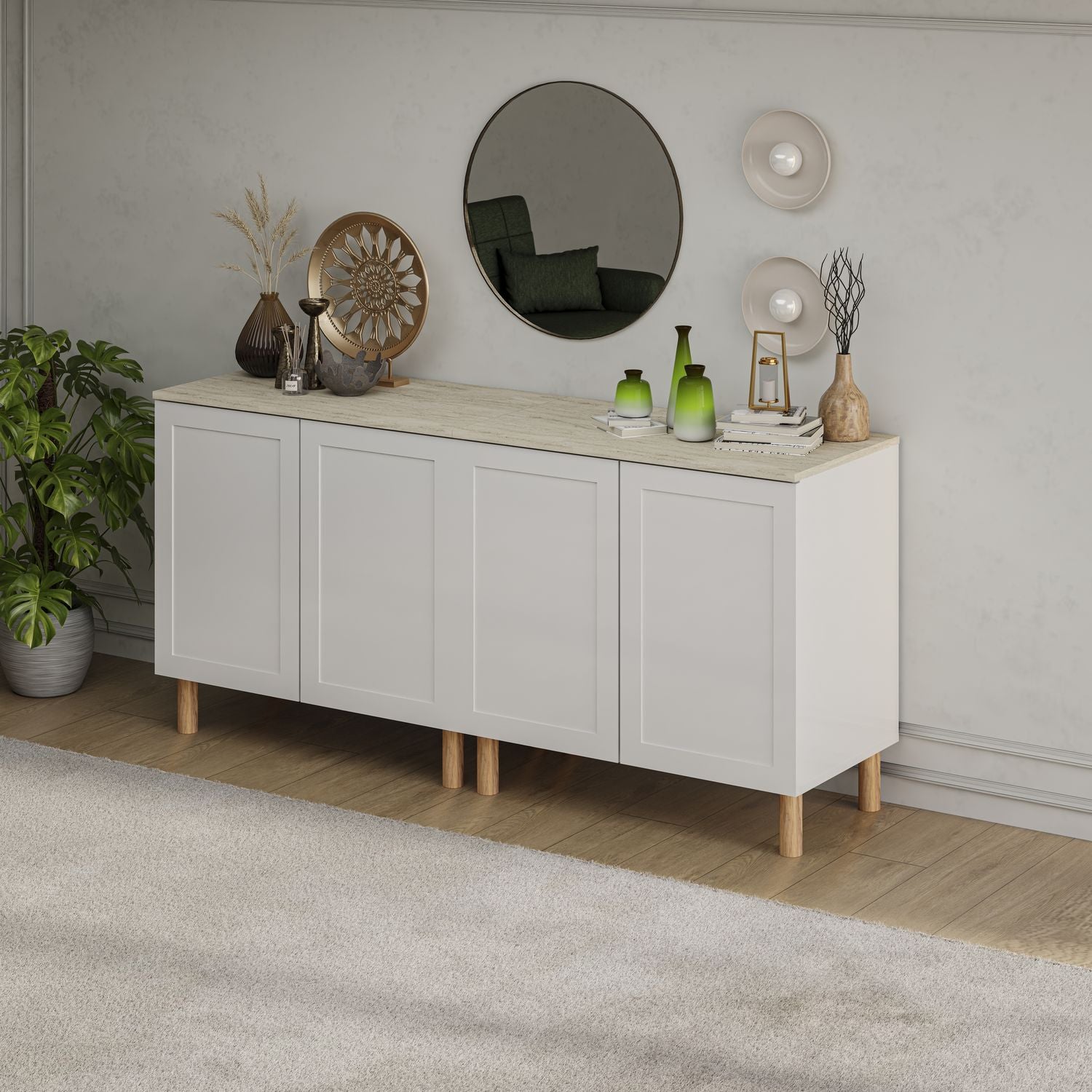 Boli 71'' Mid-Century Modern Sideboard/Buffet/Credenza with Solid Wood Legs
