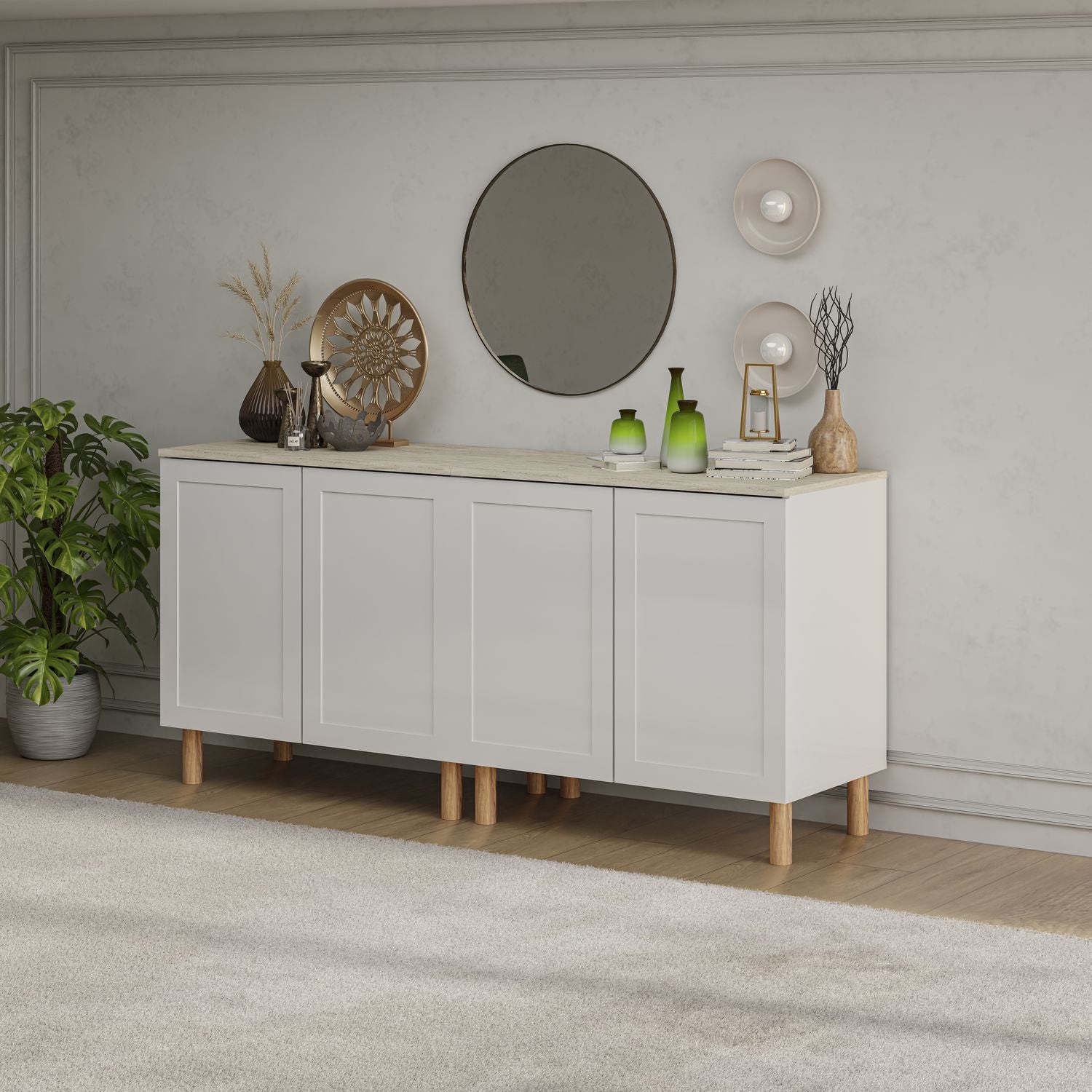 Boli 71'' Mid-Century Modern Sideboard/Buffet/Credenza with Solid Wood Legs