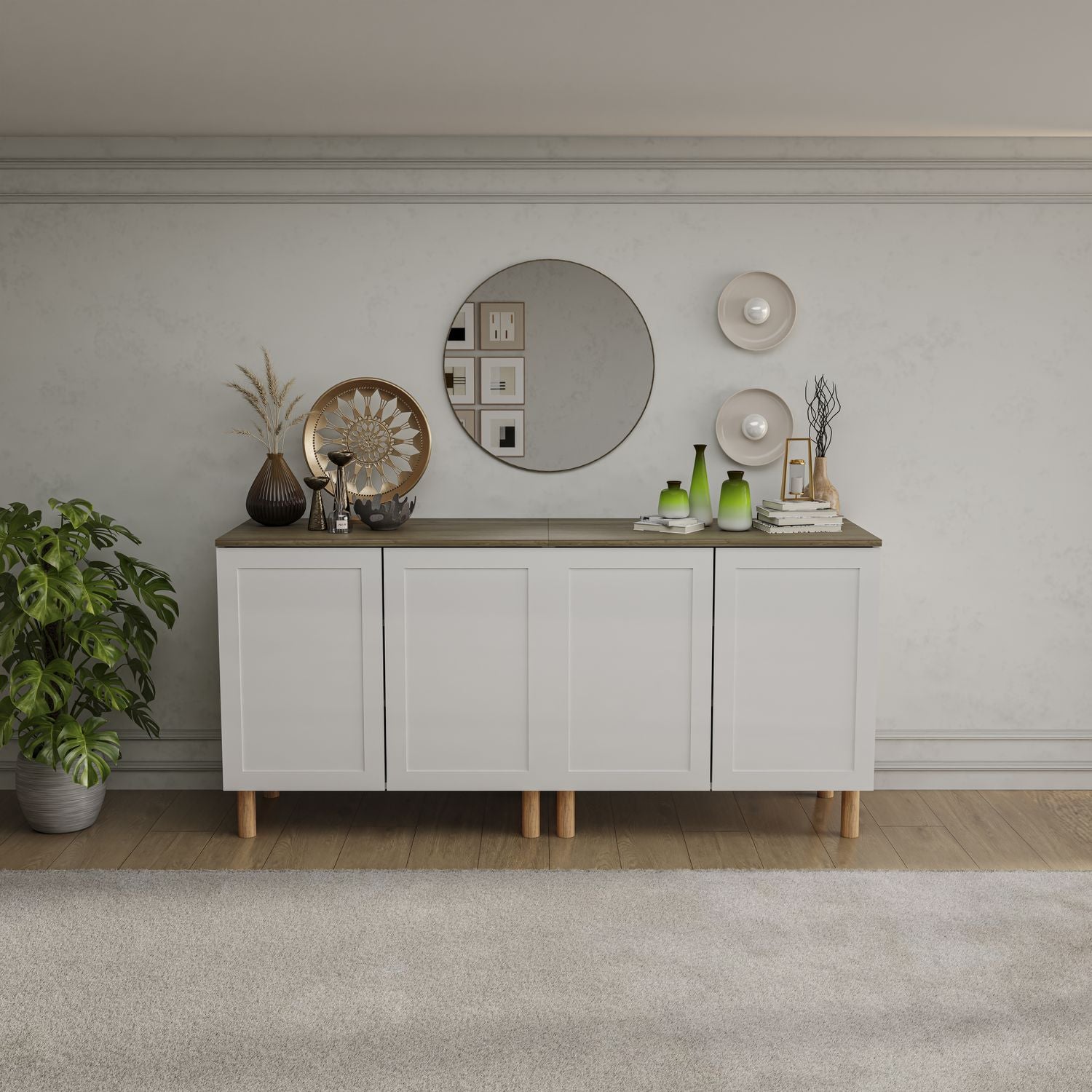 Boli 71'' Mid-Century Modern Sideboard/Buffet/Credenza with Solid Wood Legs