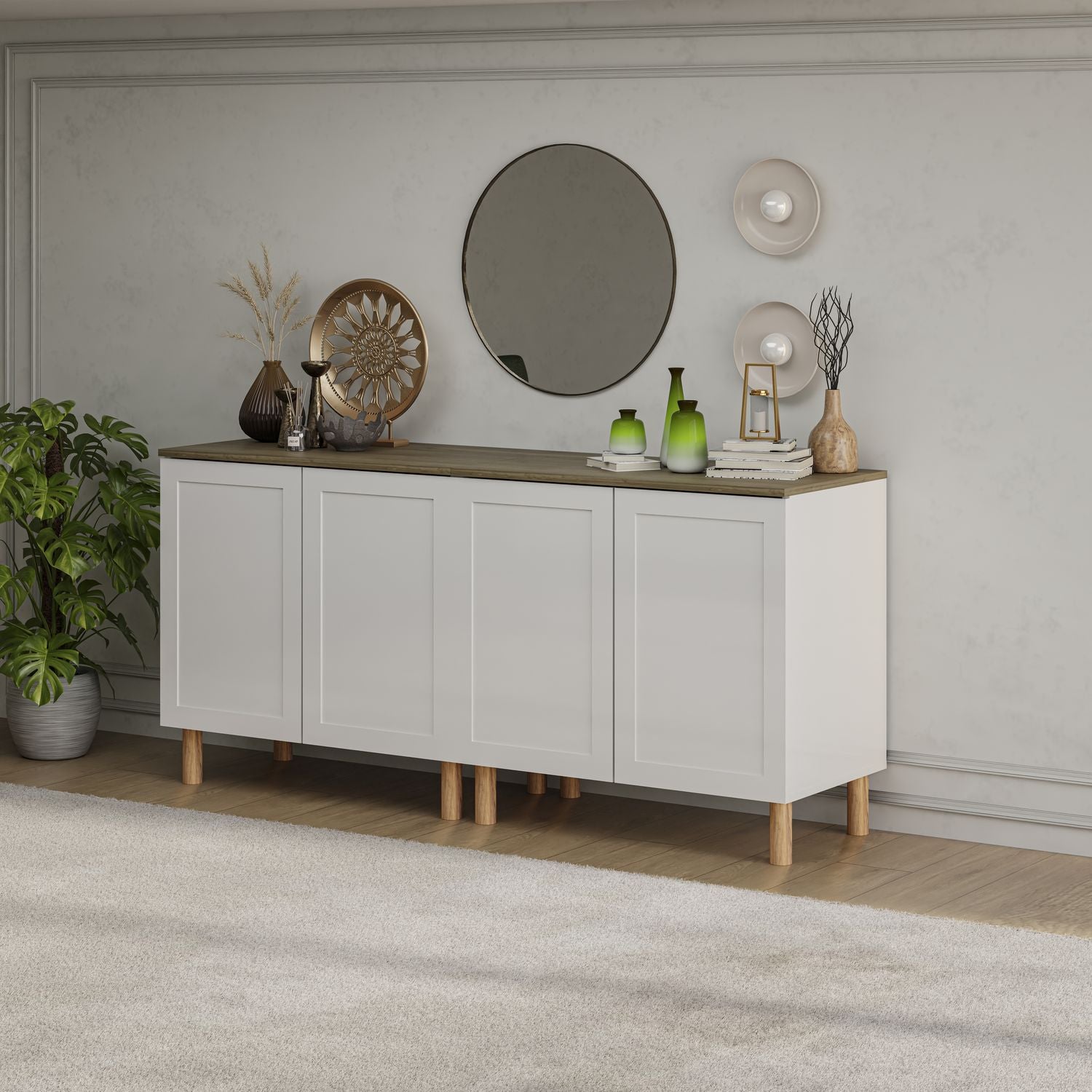 Boli 71'' Mid-Century Modern Sideboard/Buffet/Credenza with Solid Wood Legs