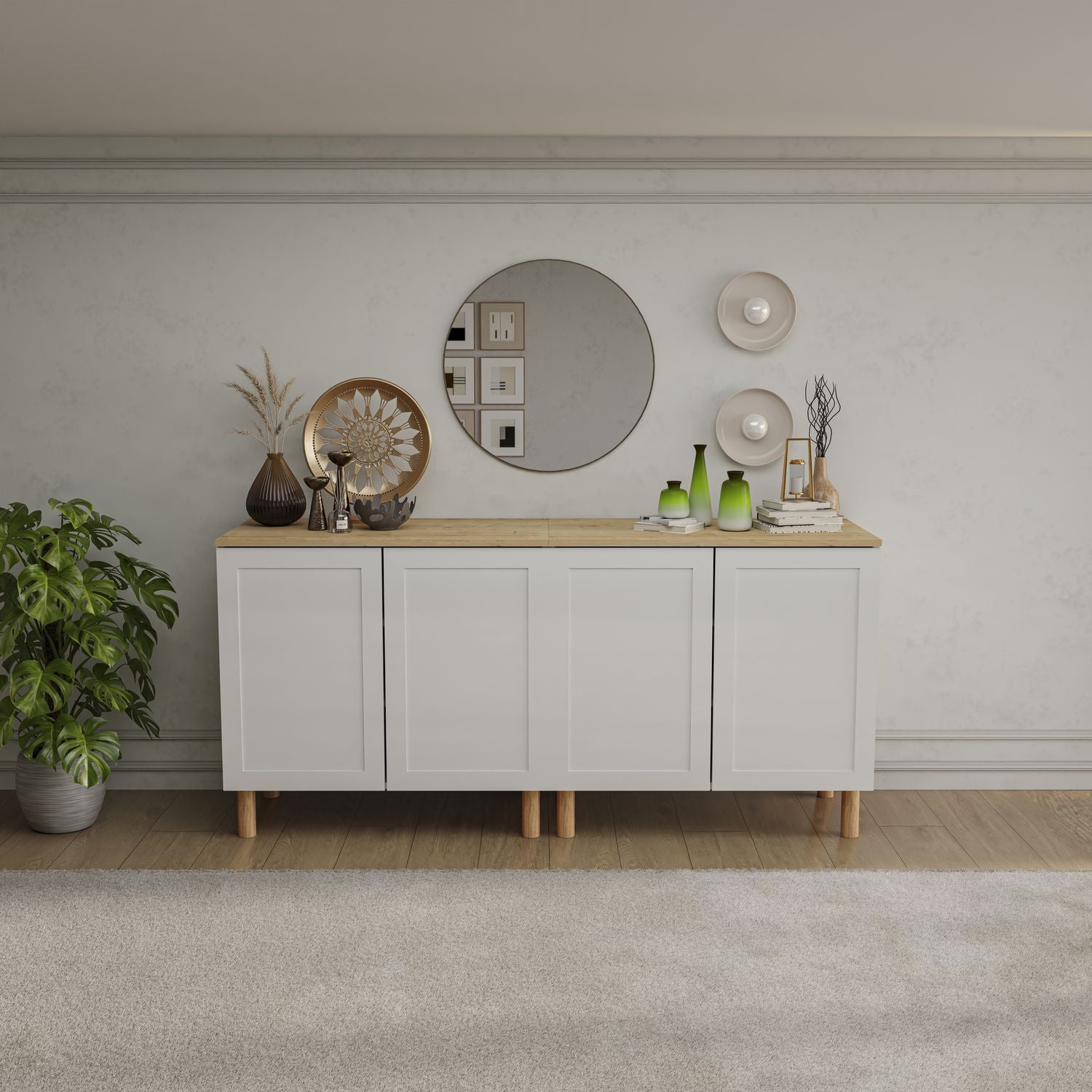Boli 71'' Mid-Century Modern Sideboard/Buffet/Credenza with Solid Wood Legs