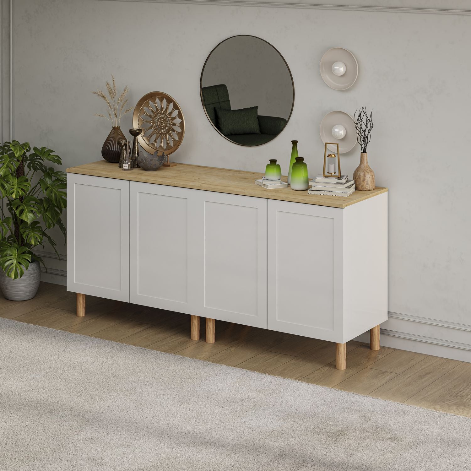 Boli 71'' Mid-Century Modern Sideboard/Buffet/Credenza with Solid Wood Legs