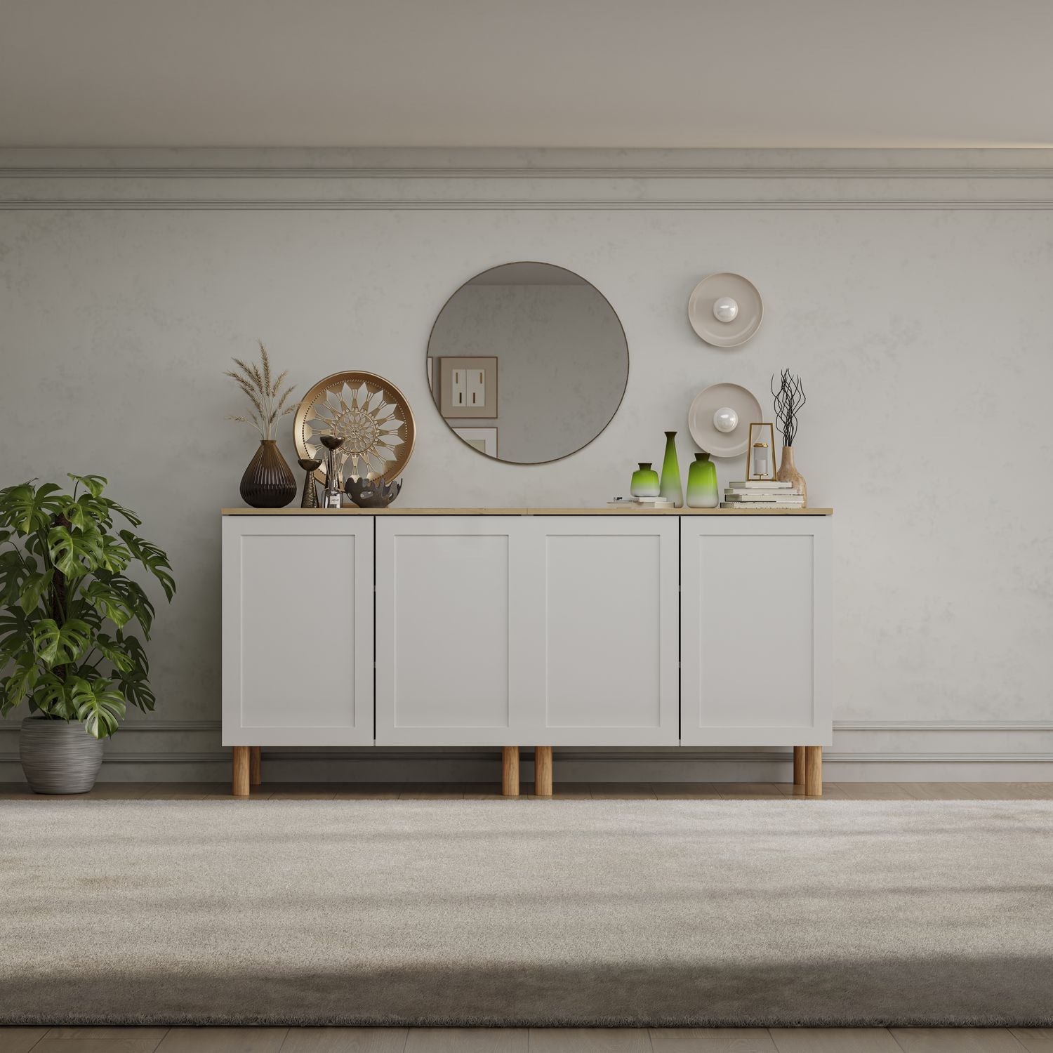 Boli 71'' Mid-Century Modern Sideboard/Buffet/Credenza with Solid Wood Legs