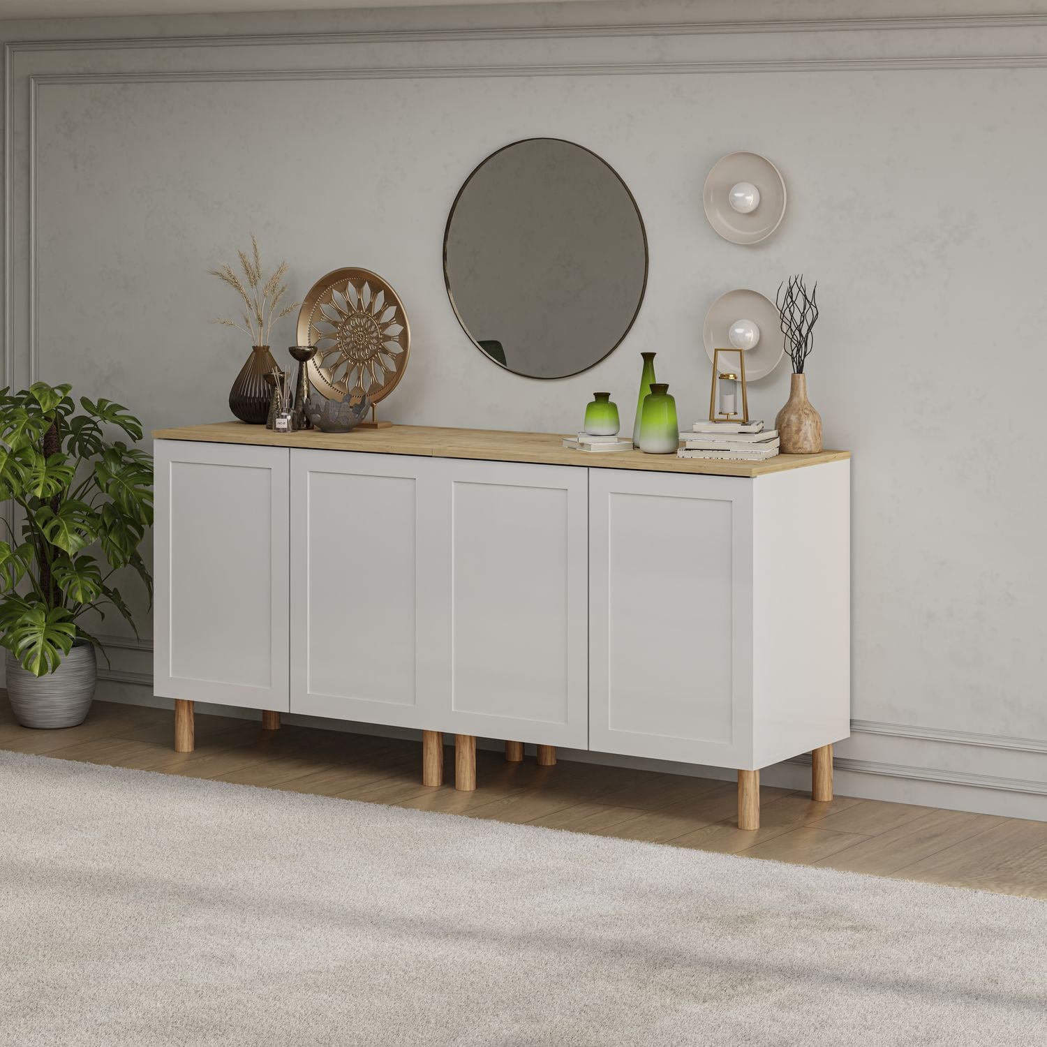 Boli 71'' Mid-Century Modern Sideboard/Buffet/Credenza with Solid Wood Legs