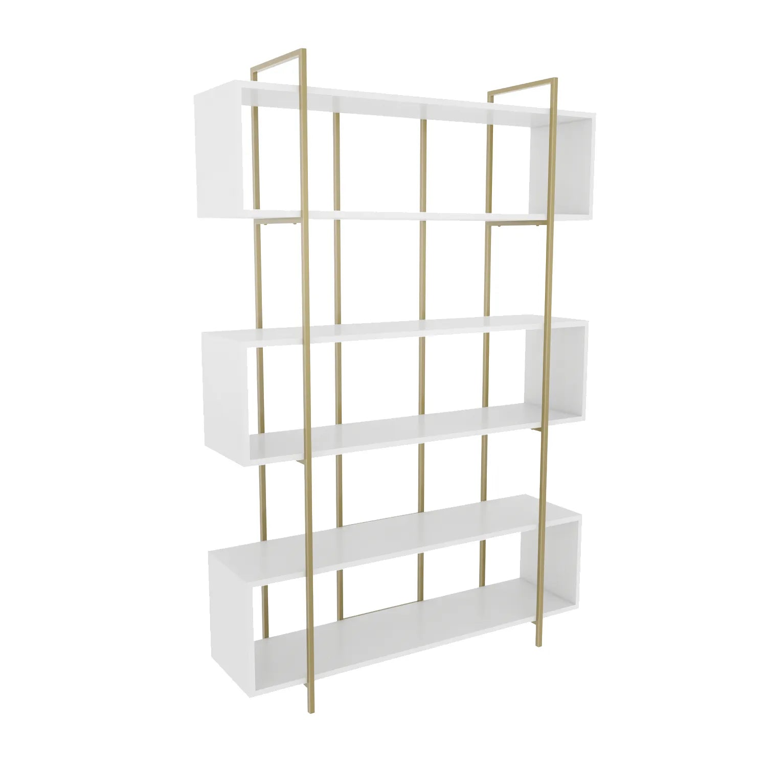 Bruti 71" Tall Geometric Metal Wood Bookcase | Bookshelf | Display Unit