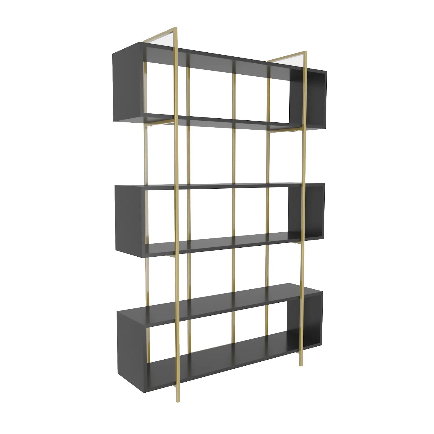 Bruti 71" Tall Geometric Metal Wood Bookcase | Bookshelf | Display Unit