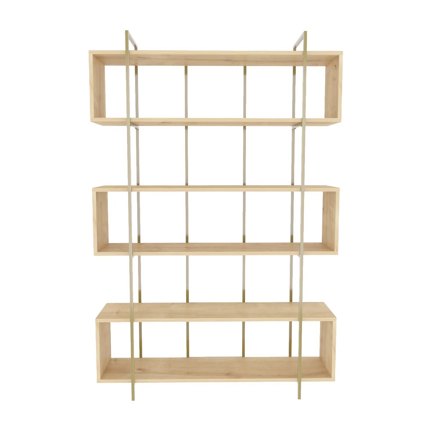 Bruti 71" Tall Geometric Metal Wood Bookcase | Bookshelf | Display Unit