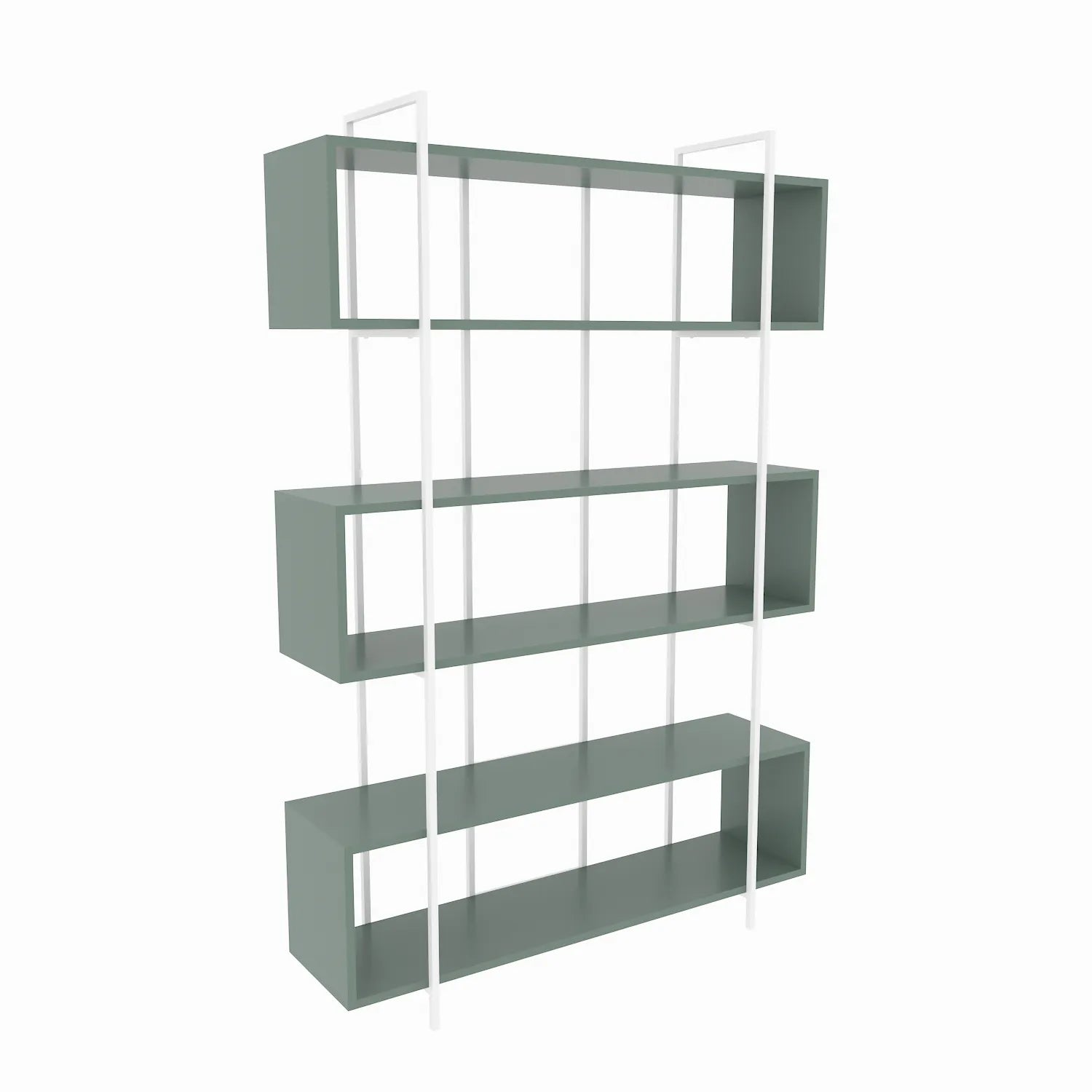 Bruti 71" Tall Geometric Metal Wood Bookcase | Bookshelf | Display Unit