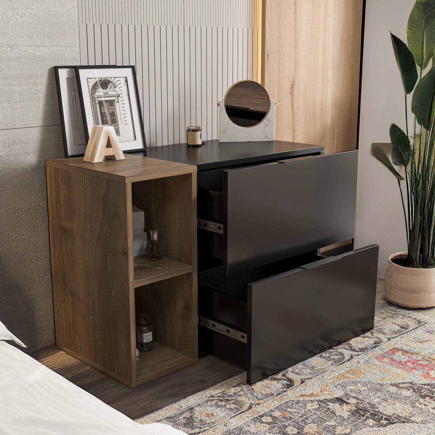 Opheus Modular 2-Drawer Dresser with Open Shelves White Oak Opheus Modular 2-Drawer Dresser with Open Shelves White Oak