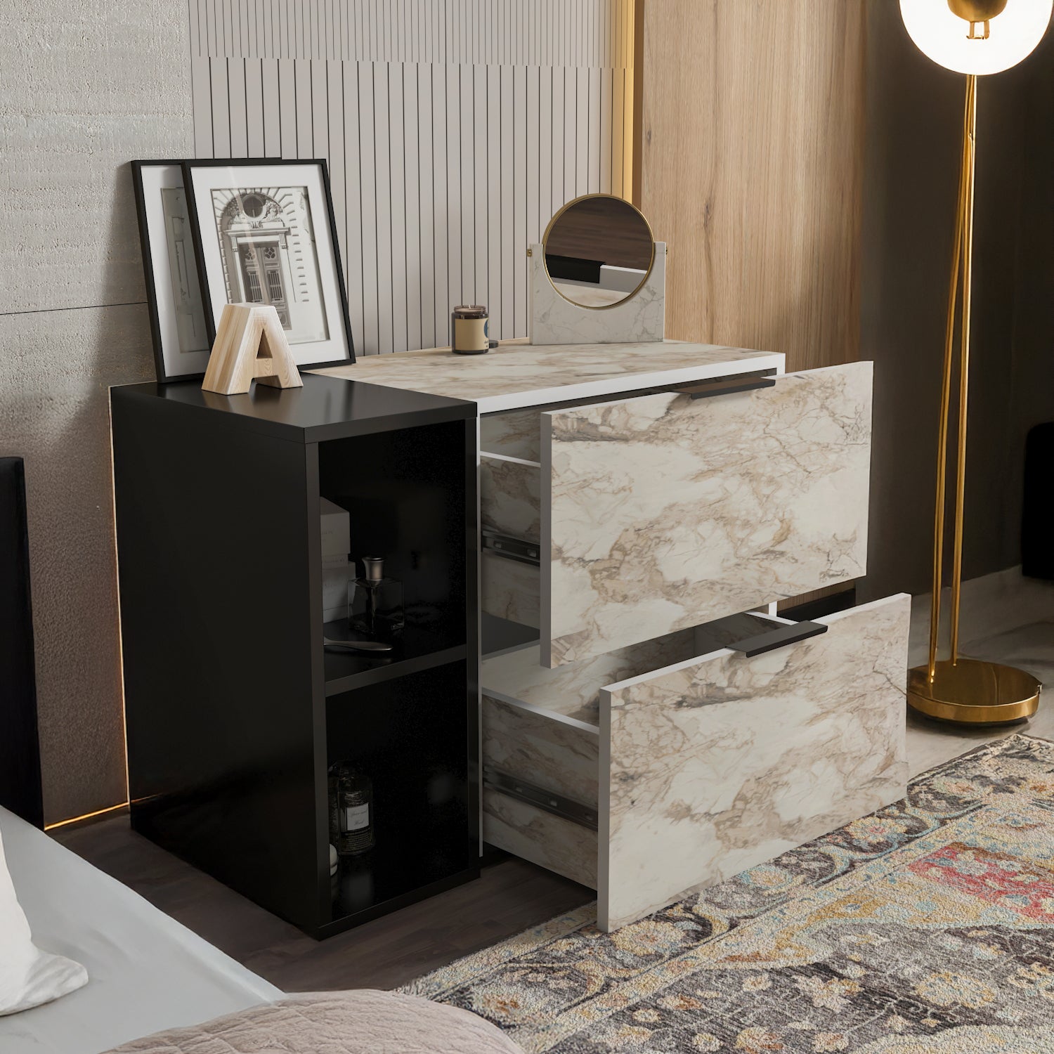 Opheus Modular 2-Drawer Dresser with Open Shelves White Oak Opheus Modular 2-Drawer Dresser with Open Shelves White Oak
