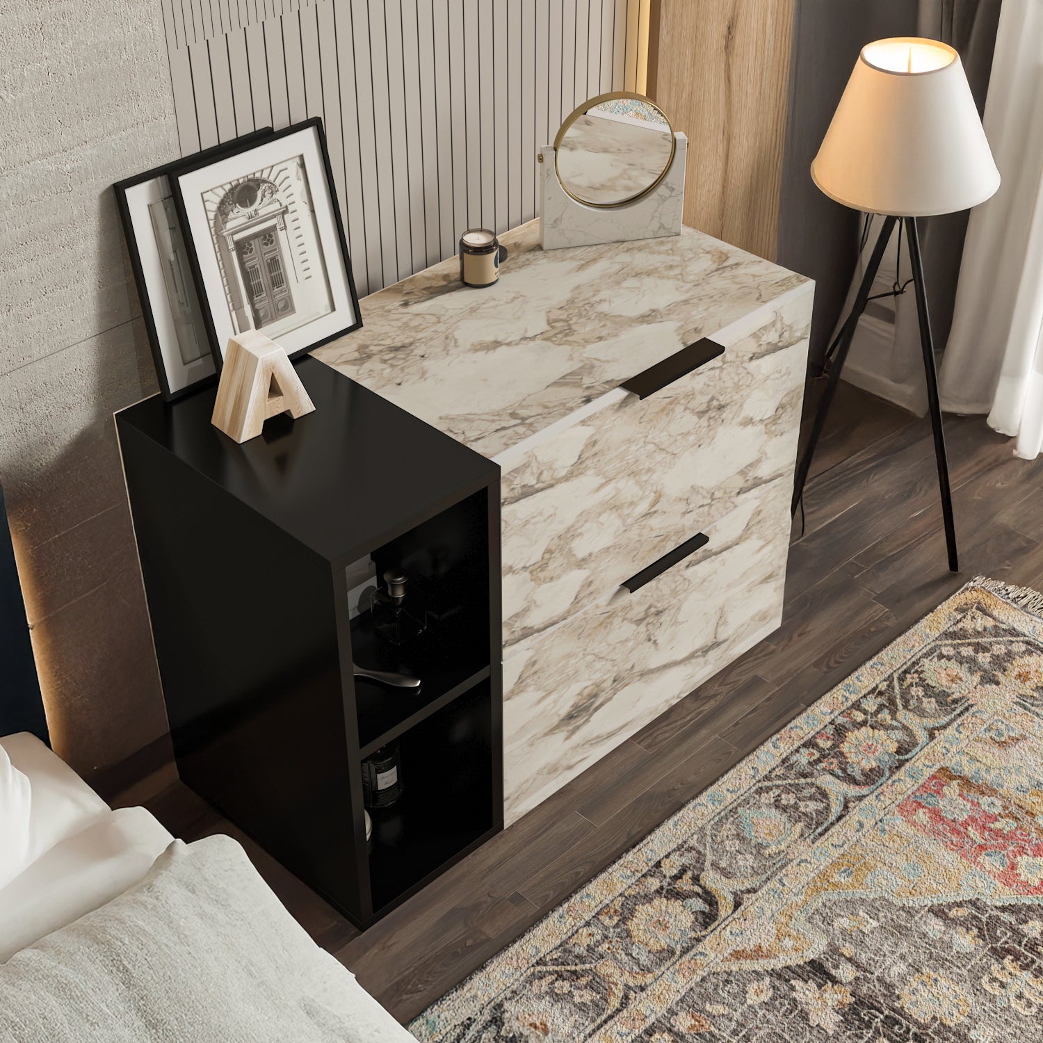 Opheus Modular 2-Drawer Dresser with Open Shelves – Decorotika