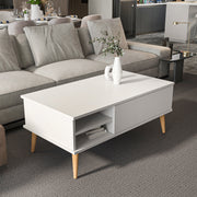 Como 47" Modern Coffee Table with Hidden Compartment and Open Shelves