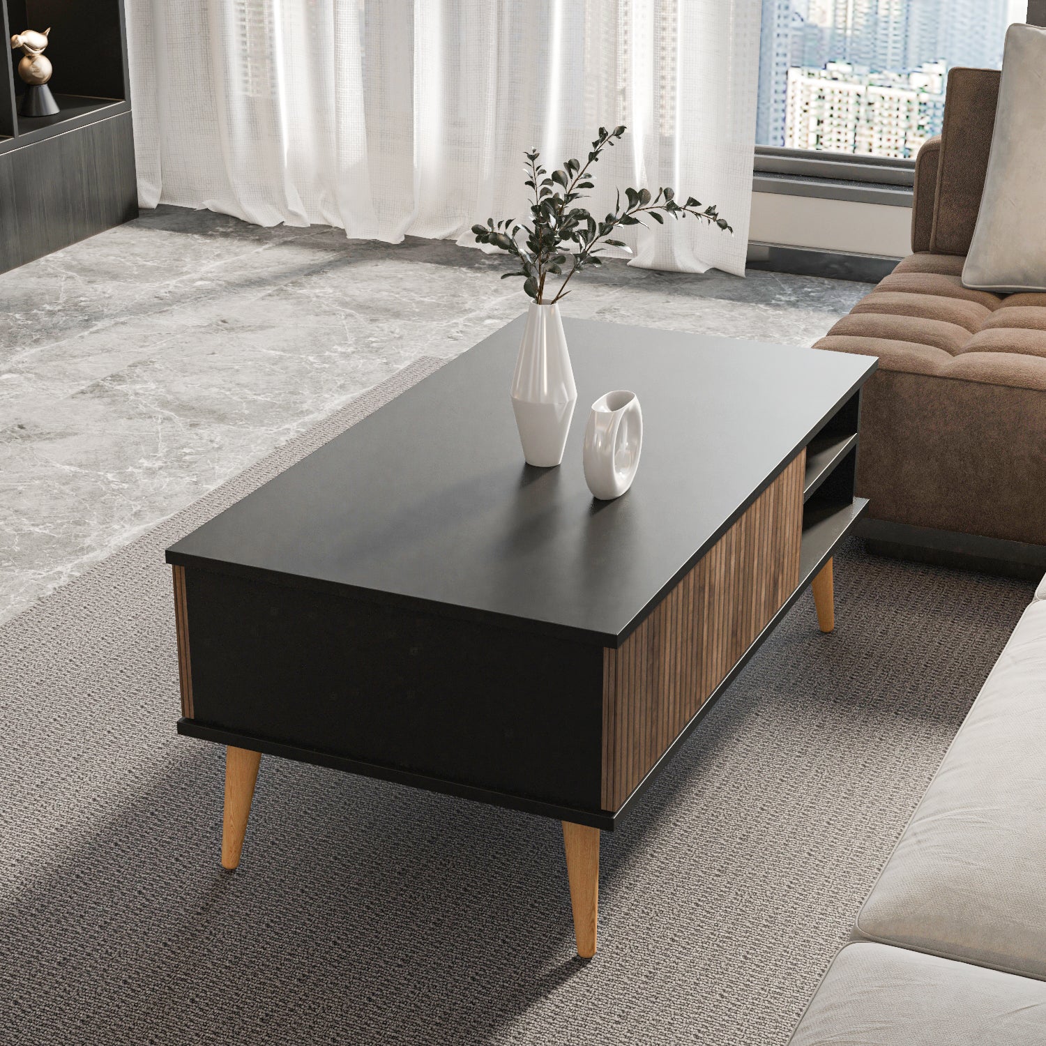 Como 47" Wide Coffee Table with Cabinet