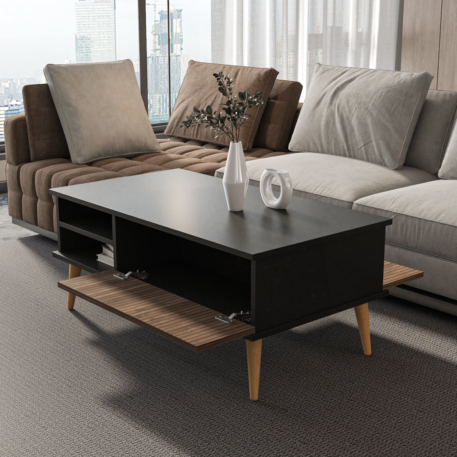 Como 47" Wide Coffee Table with Cabinet