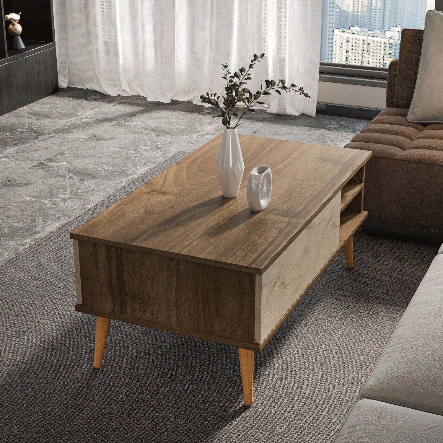 Como 47" Wide Coffee Table with Cabinet