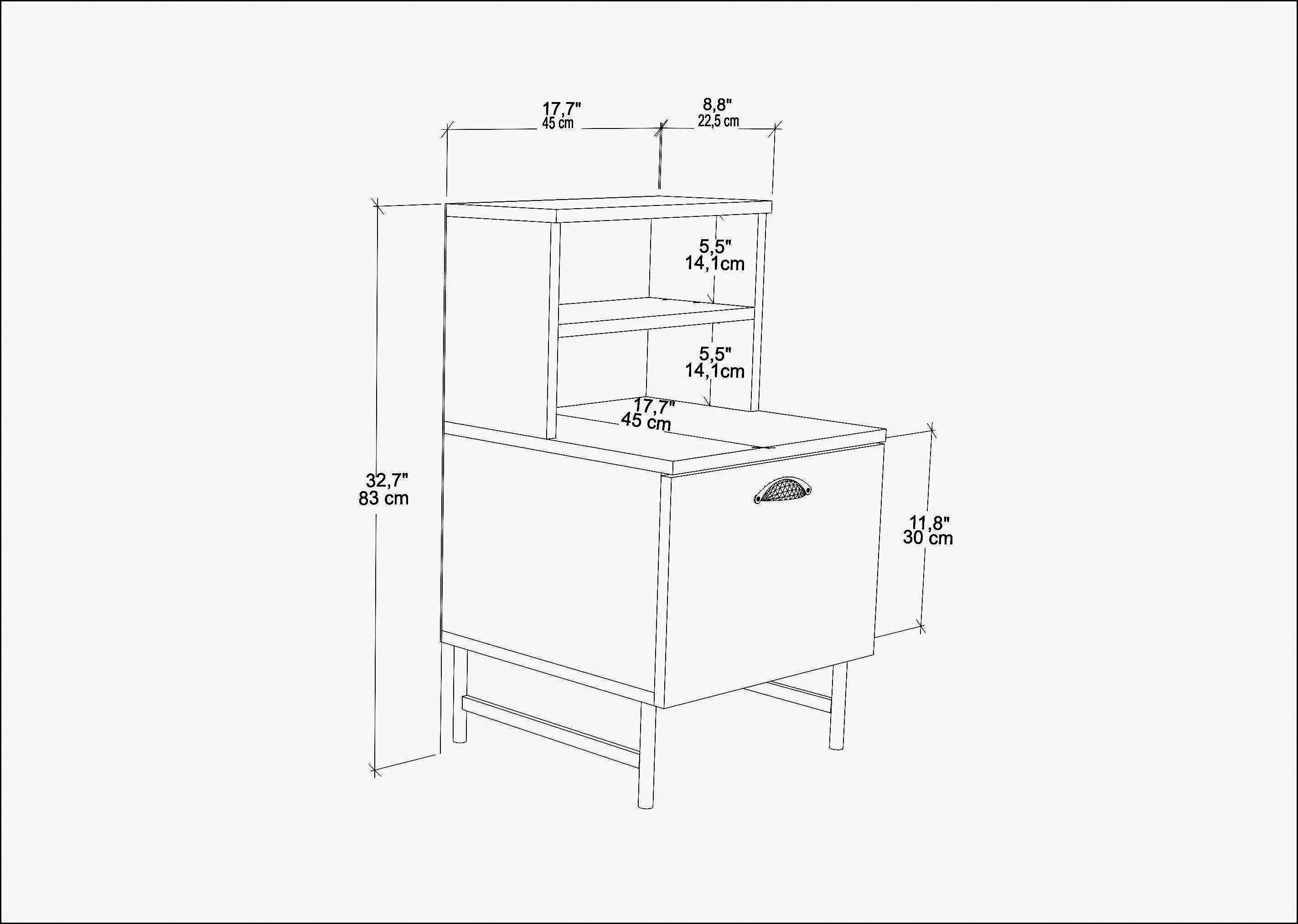 Cressi Wood Nightstand with Metal Legs Cabinet and Open Shelf Storage