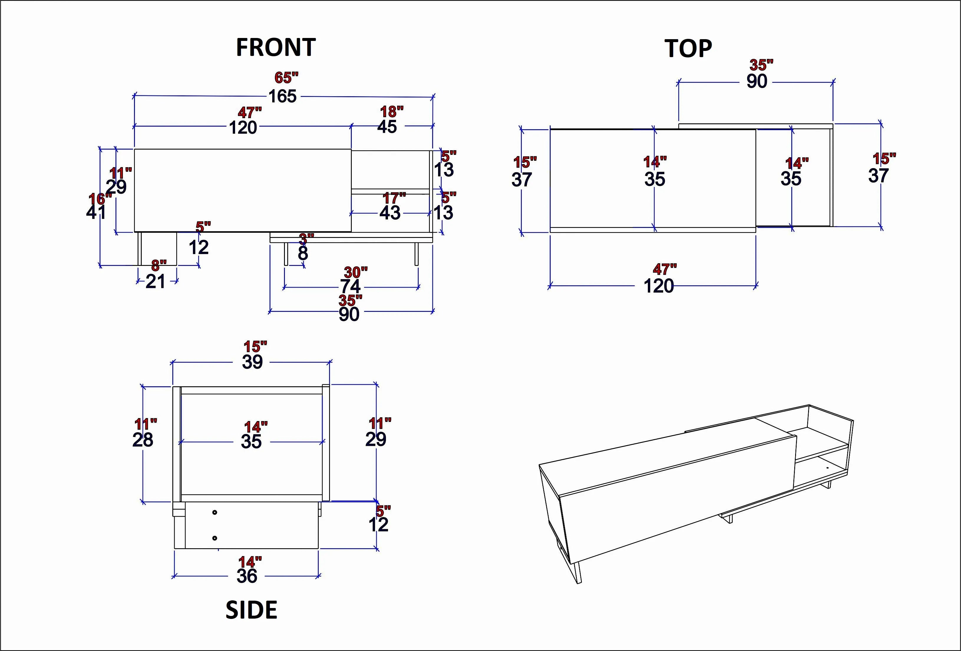 Parion 65" Wide TV Stand and Media Console for TVs up to 65"