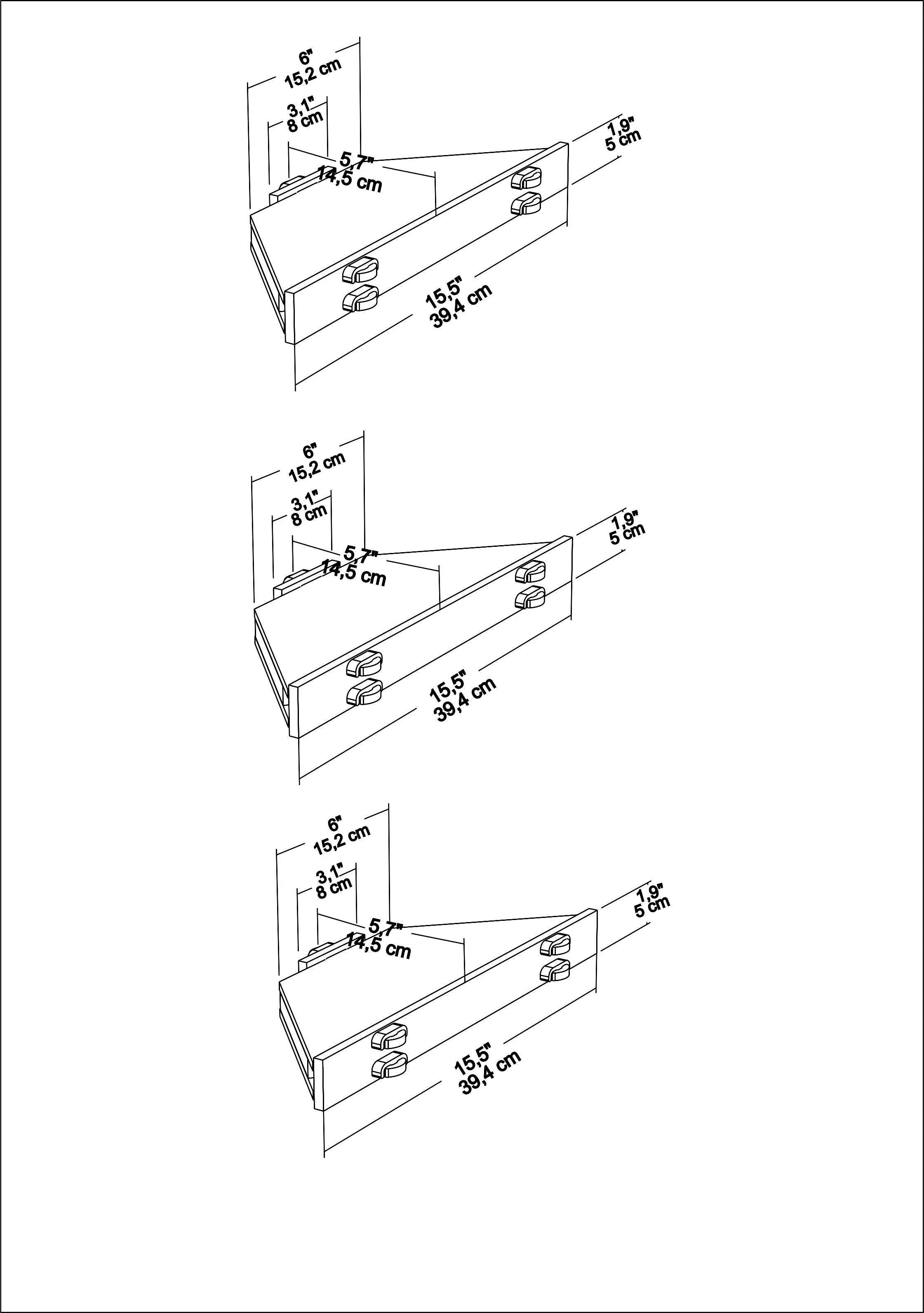 Edis 3 Piece MDF Corner Wall Shelf | Screwless Design