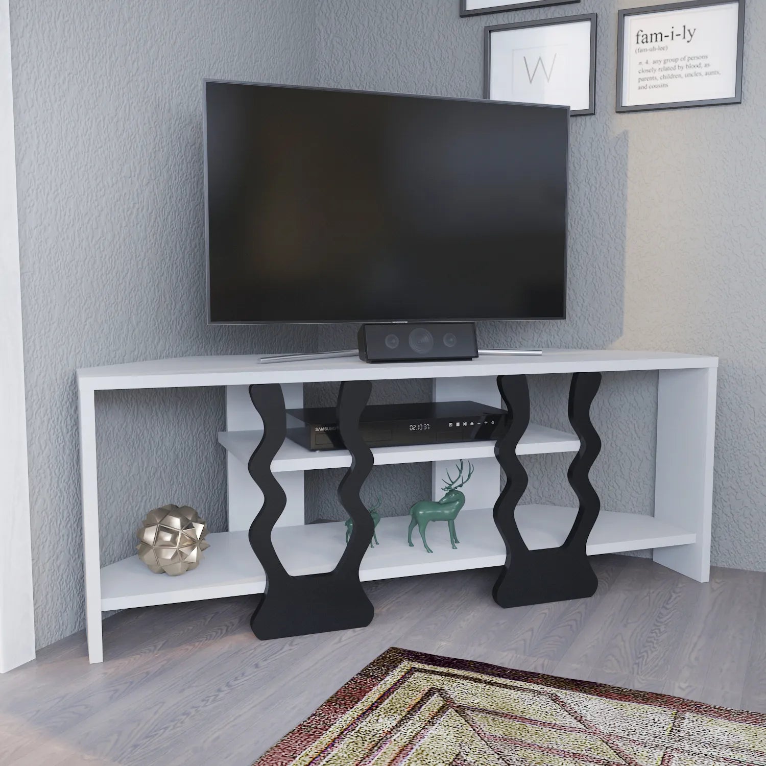 Firal 43 inch Wide Corner TV Stand Media Console for TVs up to 49 inch