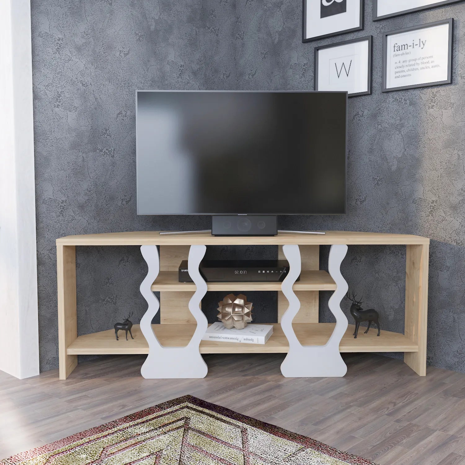 Firal 43 inch Wide Corner TV Stand Media Console for TVs up to 49 inch