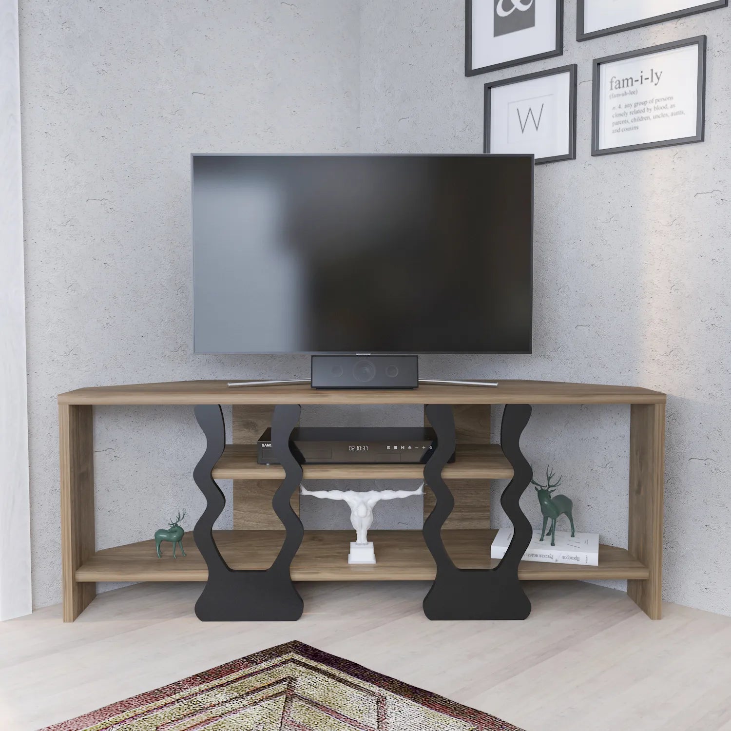 Firal 43 inch Wide Corner TV Stand Media Console for TVs up to 49 inch