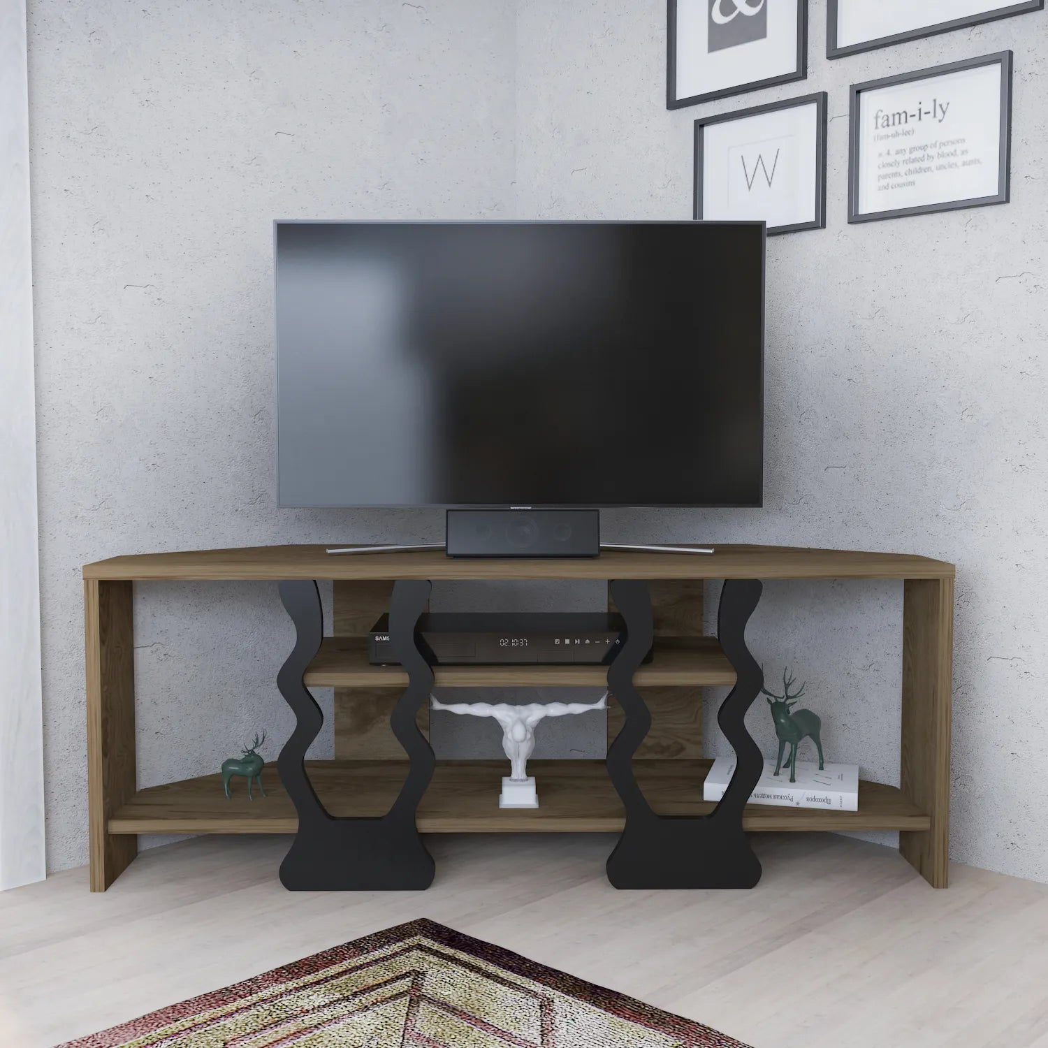 Firal 43 inch Wide Corner TV Stand Media Console for TVs up to 49 inch