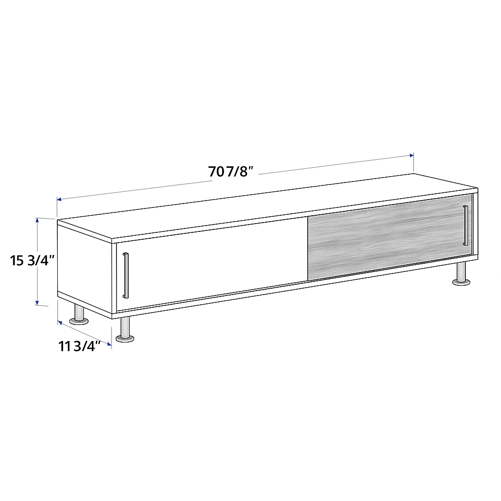 Nehir 71 Wide Sliding Door Low Profile TV Stand