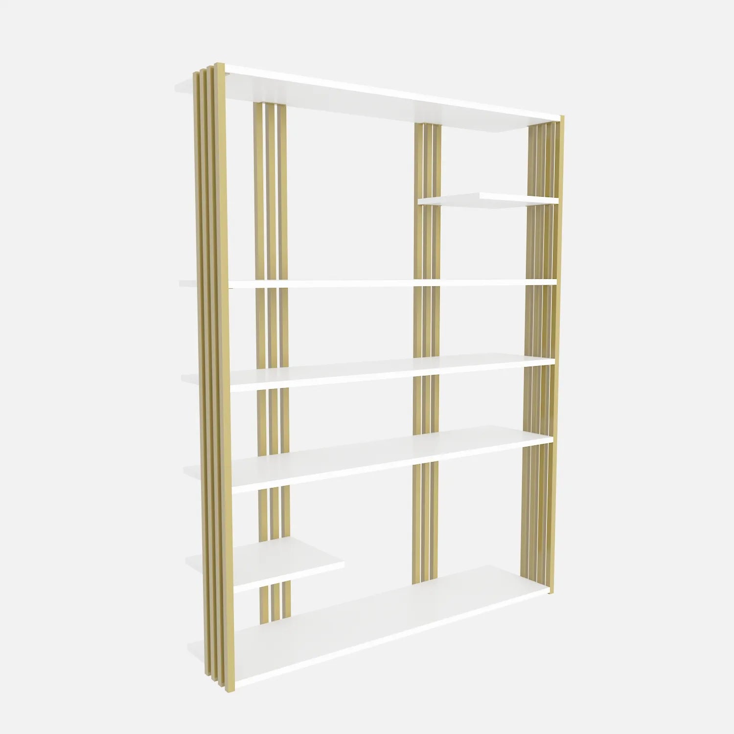 Jeni 63" Tall Metal Wood Bookcase | Bookshelf | Display Unit