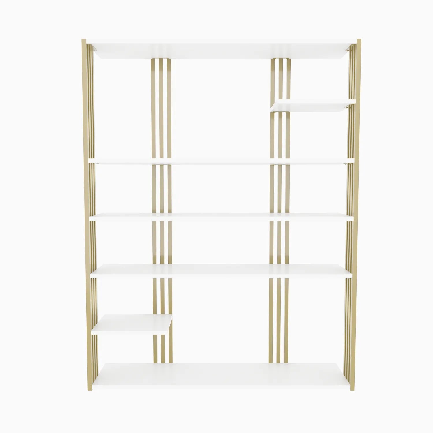 Jeni 63" Tall Metal Wood Bookcase | Bookshelf | Display Unit