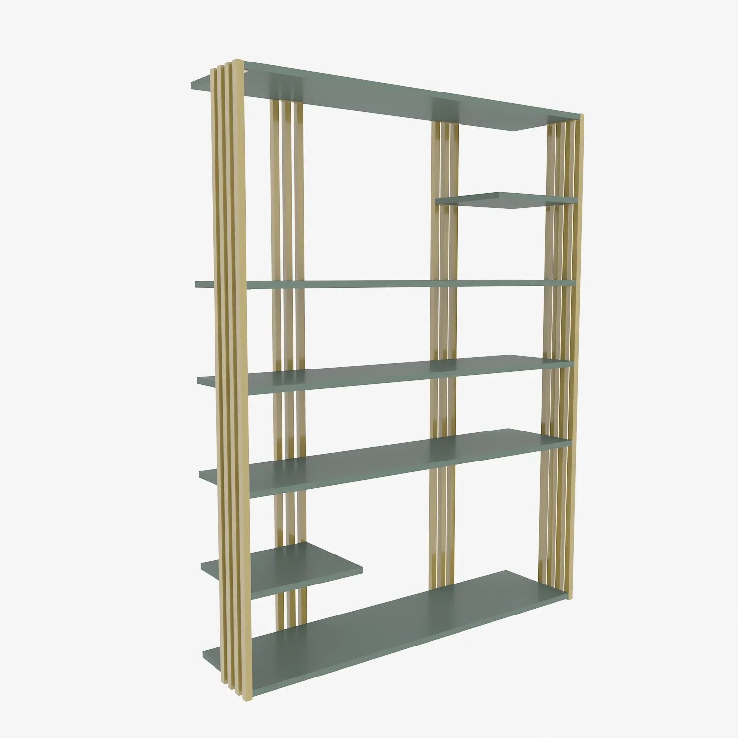 Jeni 63" Tall Metal Wood Bookcase | Bookshelf | Display Unit