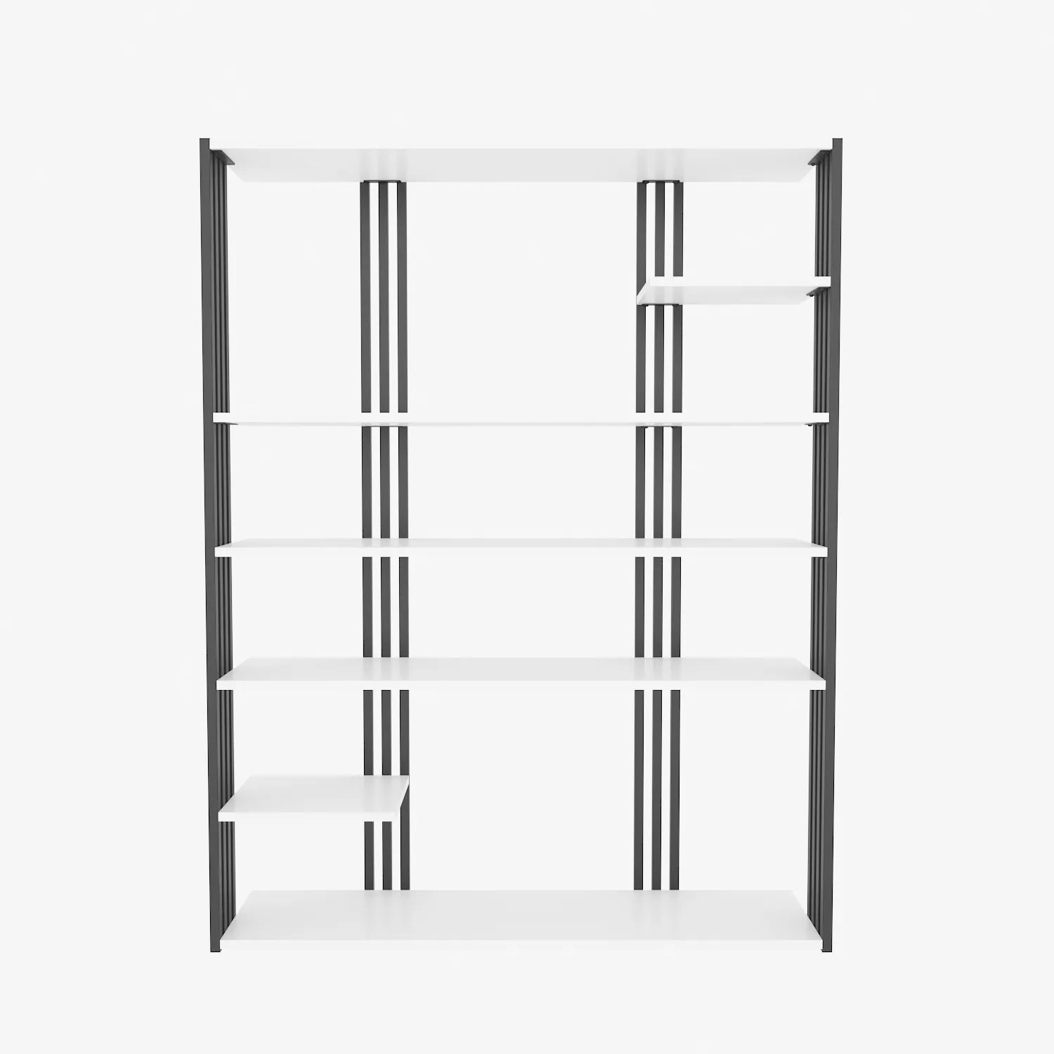 Jeni 63" Tall Metal Wood Bookcase | Bookshelf | Display Unit