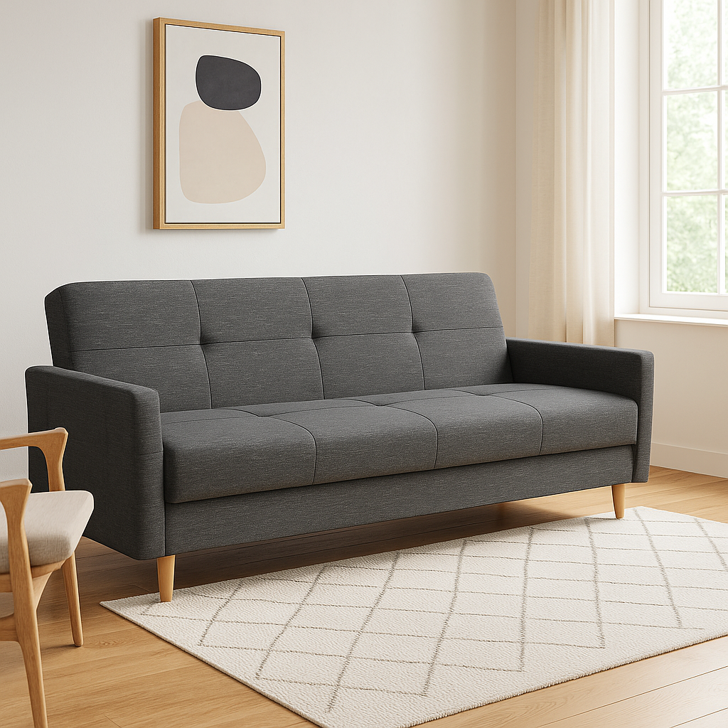 Kale Contemporary 3-Seater Sofa Dark Gray