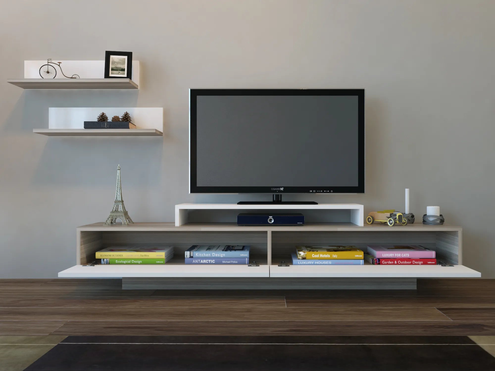 lusi tv stand cordoba white open