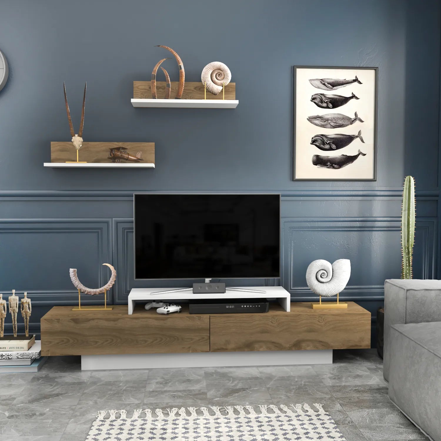 lusi tv stand oud oak white front